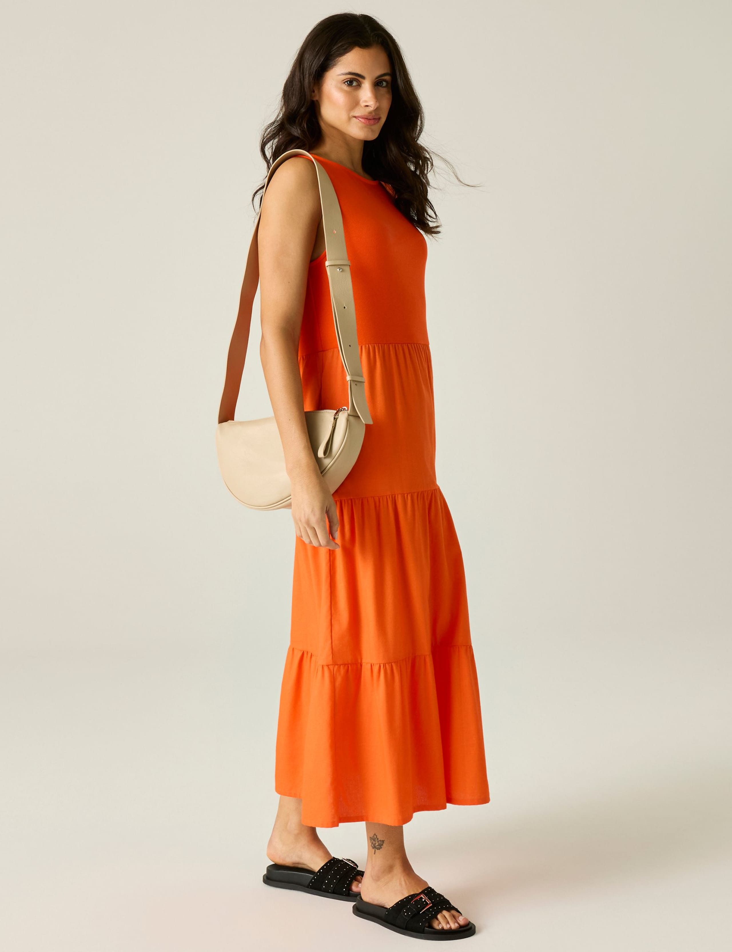 Cotton Rich Midi Tiered Dress 4 of 5