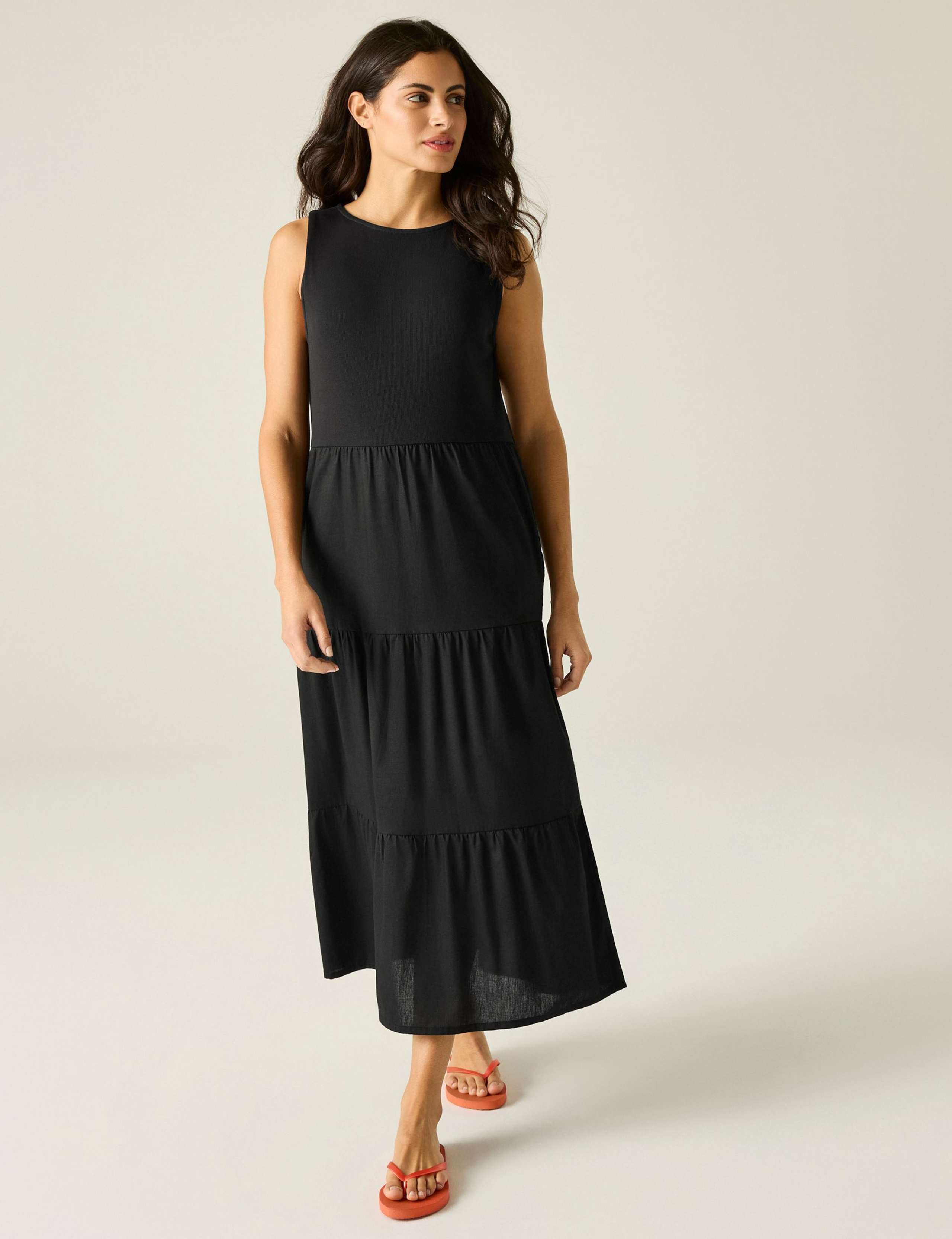 Cotton Rich Midi Tiered Dress 1 of 6