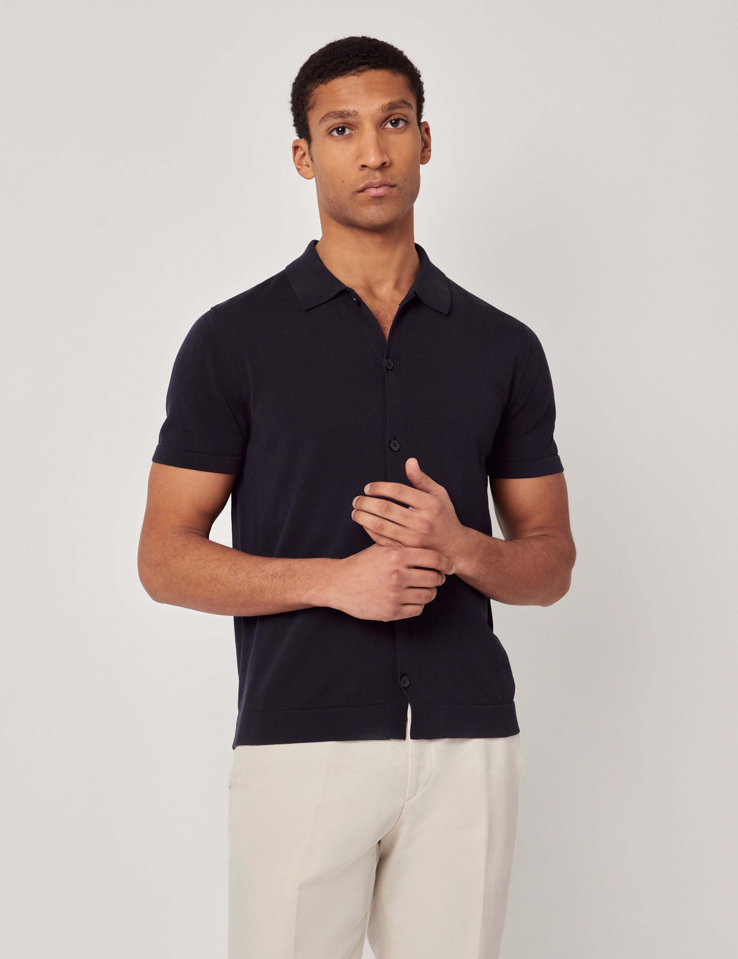 Pure Cotton Button Through Polo Shirt 1 of 3