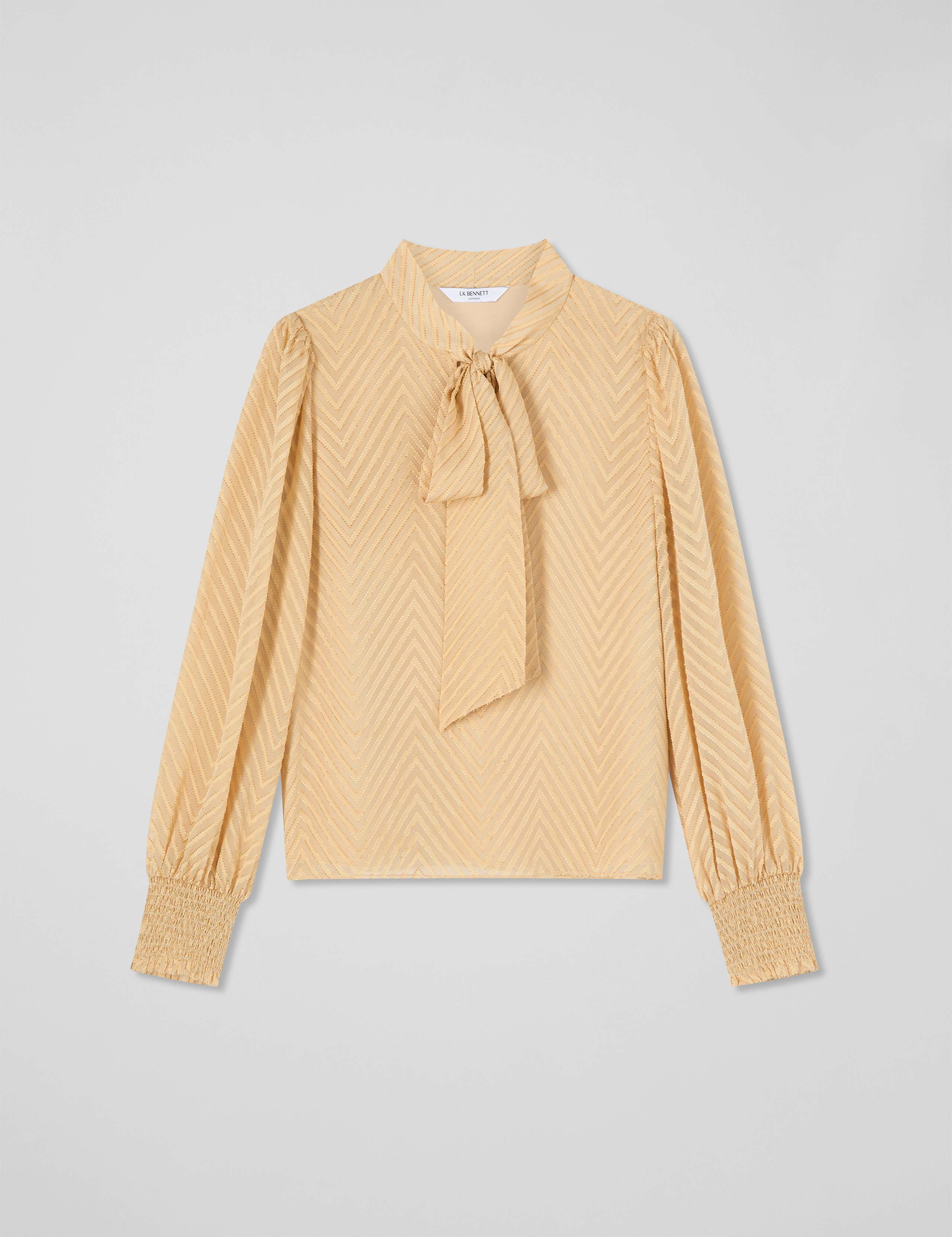 Silk Rich Chevron Tie Neck Blouse 2 of 4