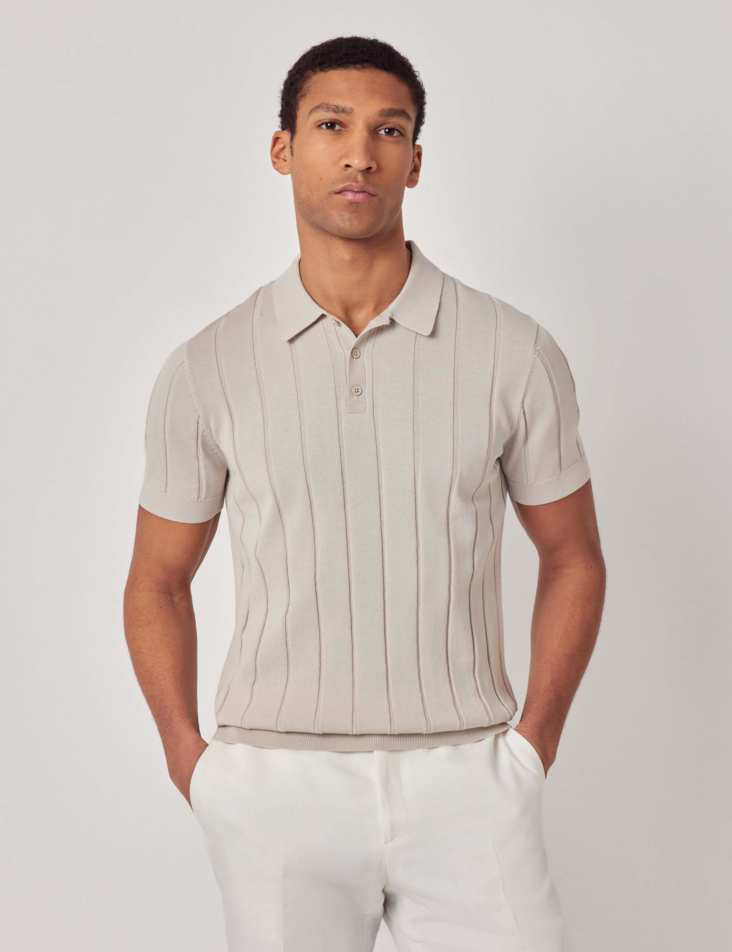 Pure Cotton Rib Knitted Polo Shirt 1 of 2