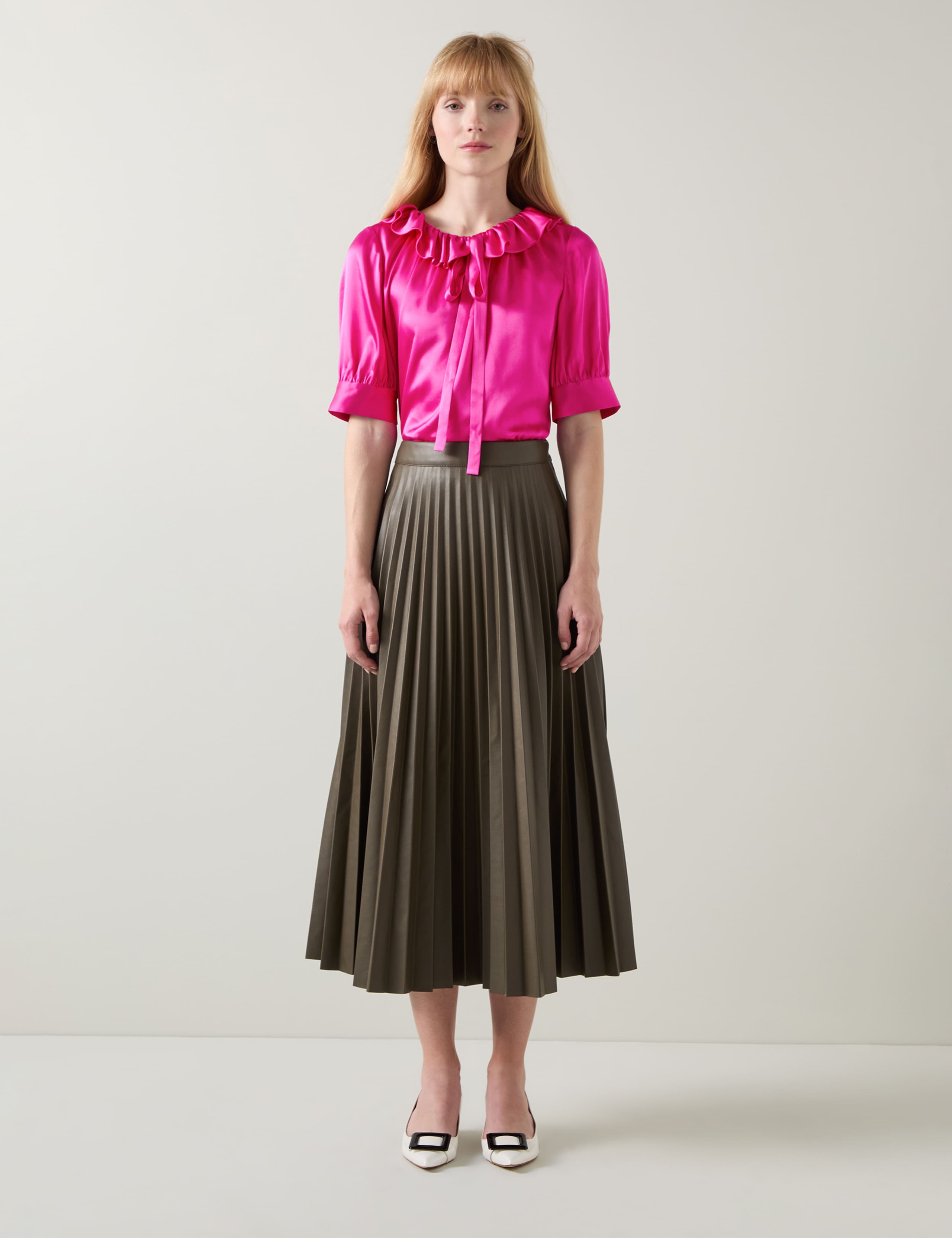 Pure Silk Frill Neck Blouse 1 of 4