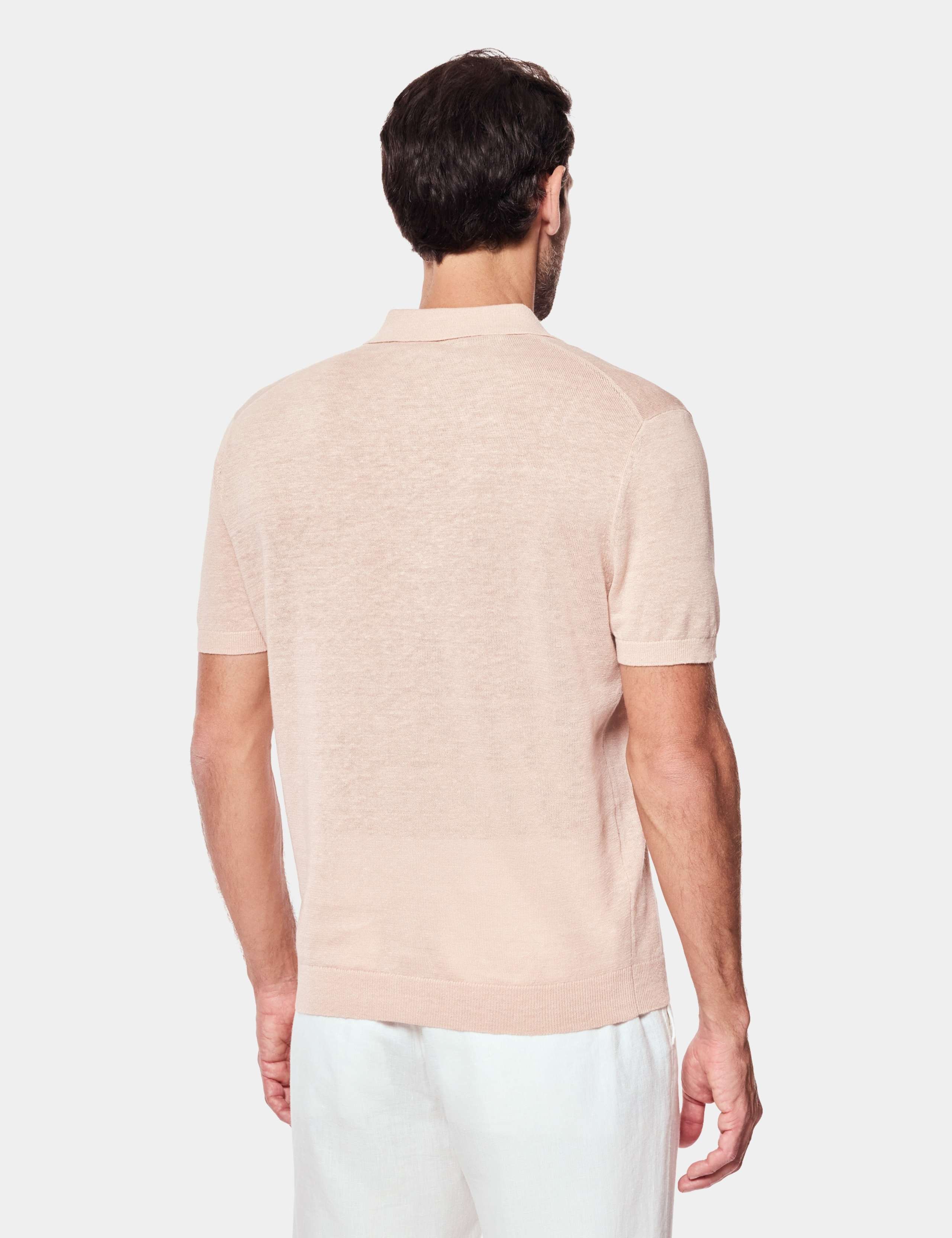 Sim Fit Pure Linen Open Collar Polo Shirt 4 of 4