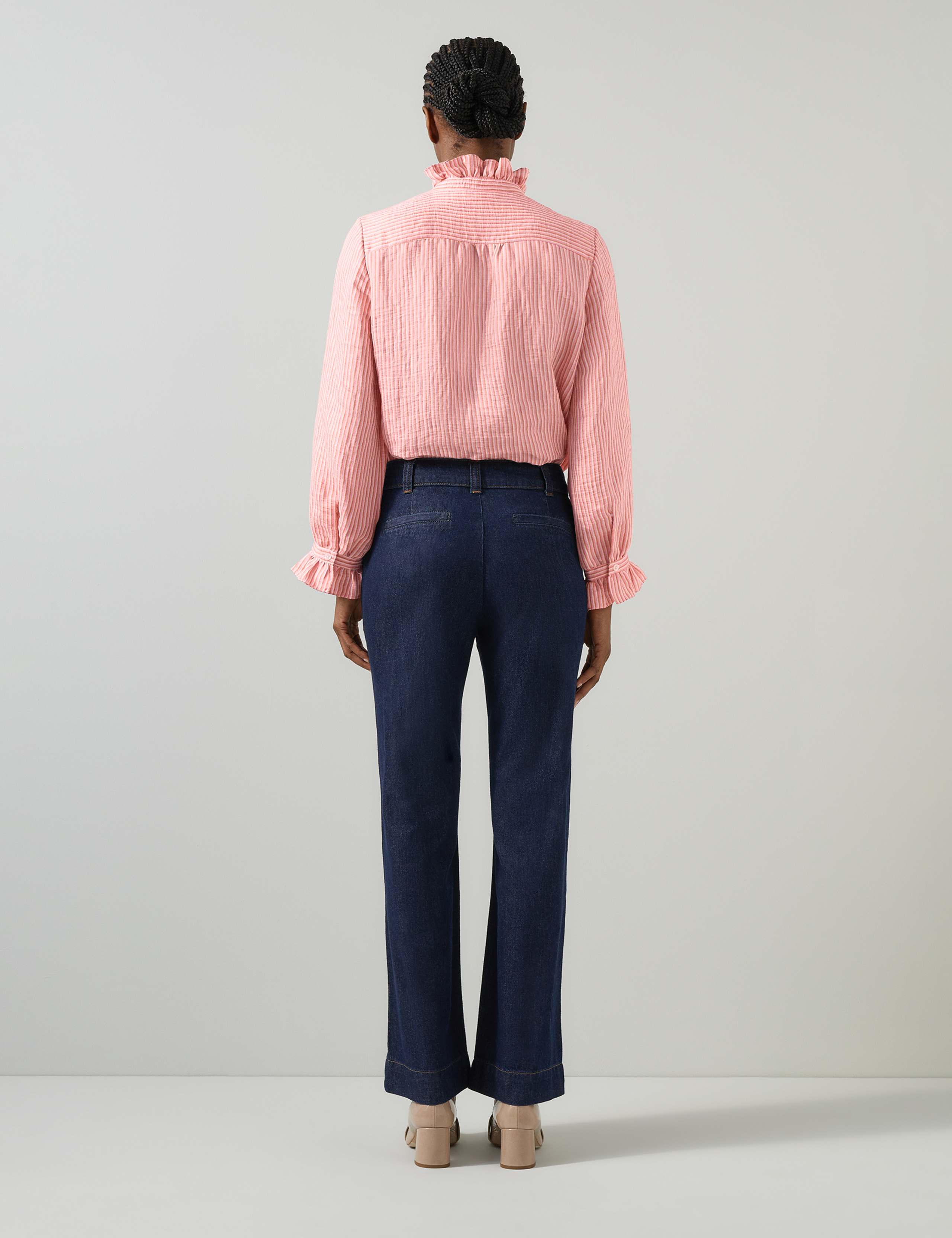 Linen Rich Textured Ruffle Blouse 2 of 4