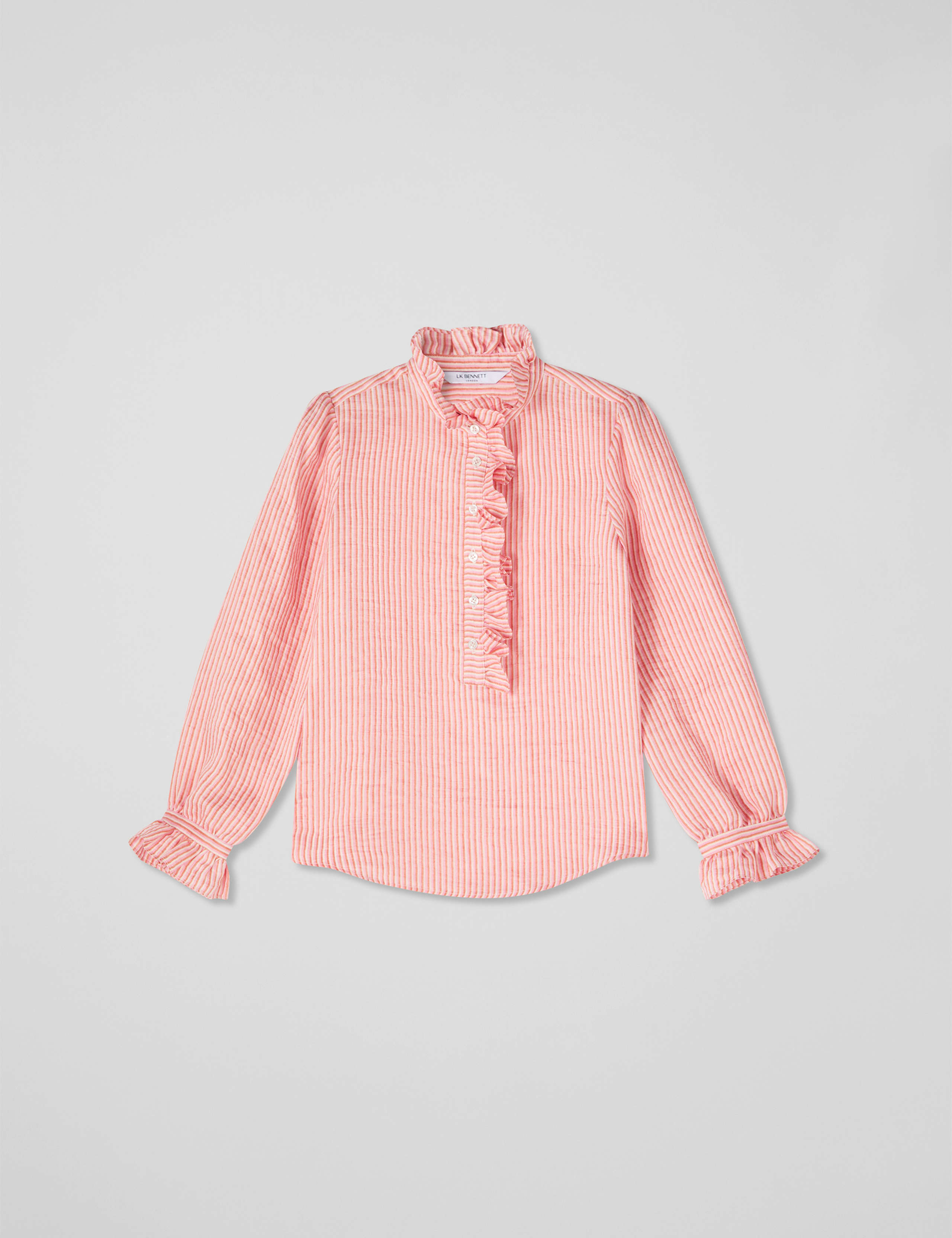Linen Rich Textured Ruffle Blouse 3 of 4
