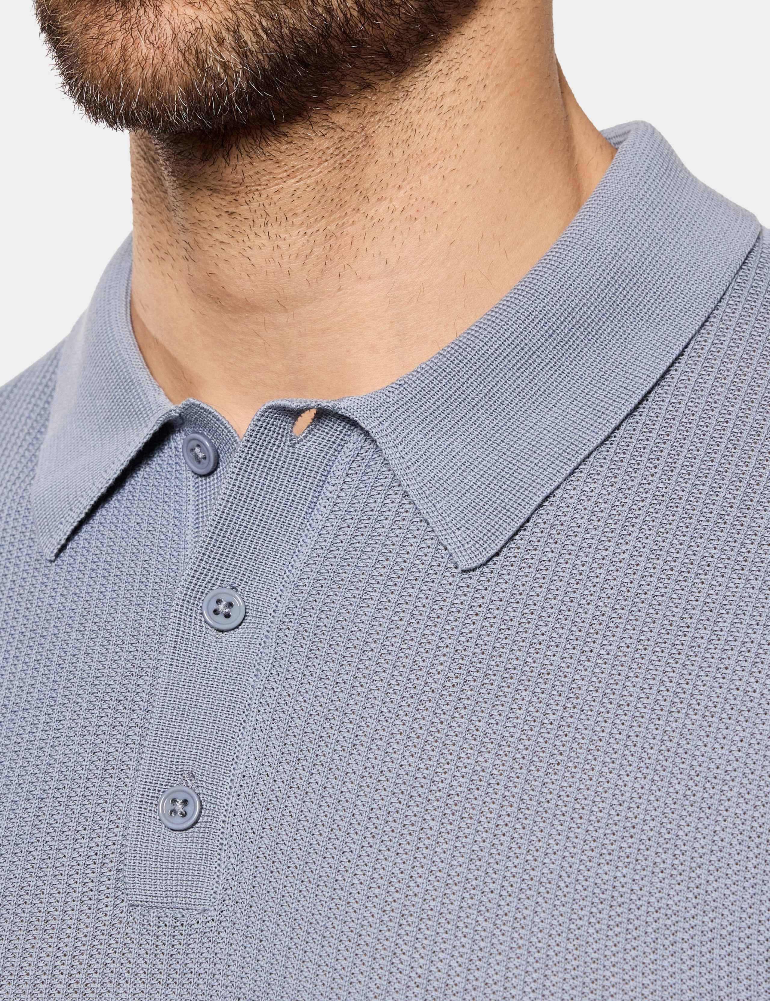 Pure Cotton Textured Knitted Polo Shirt 3 of 3
