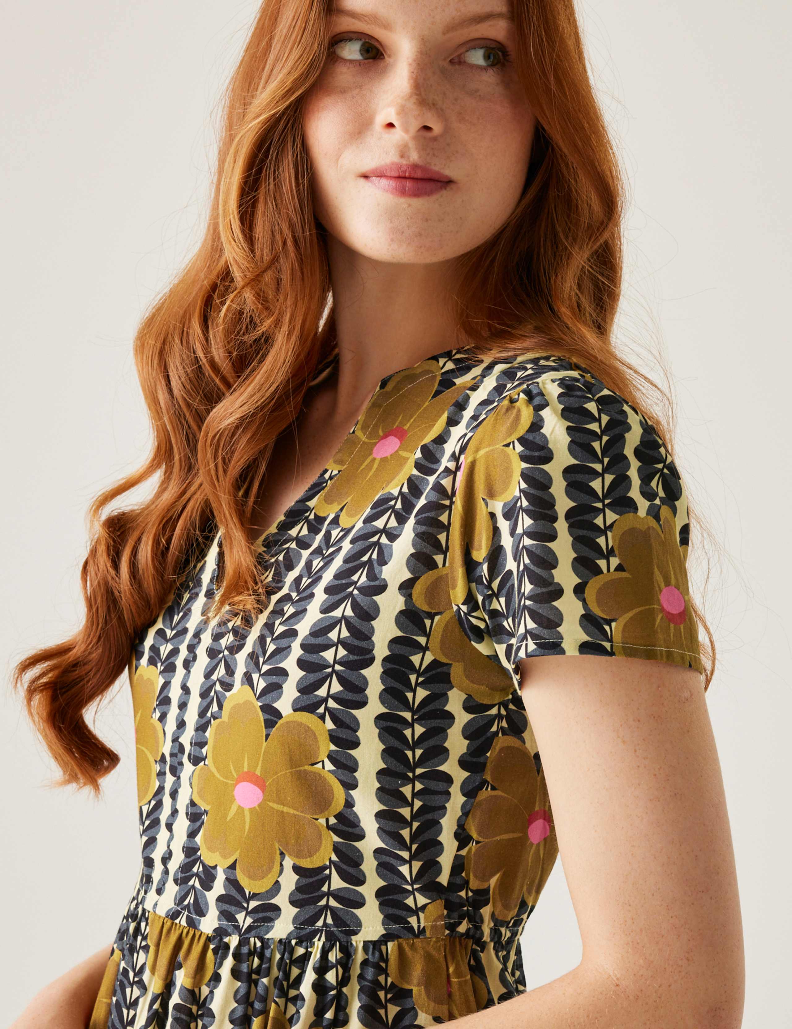 Pure Cotton Orla Kiely Floral Tiered Dress 4 of 6