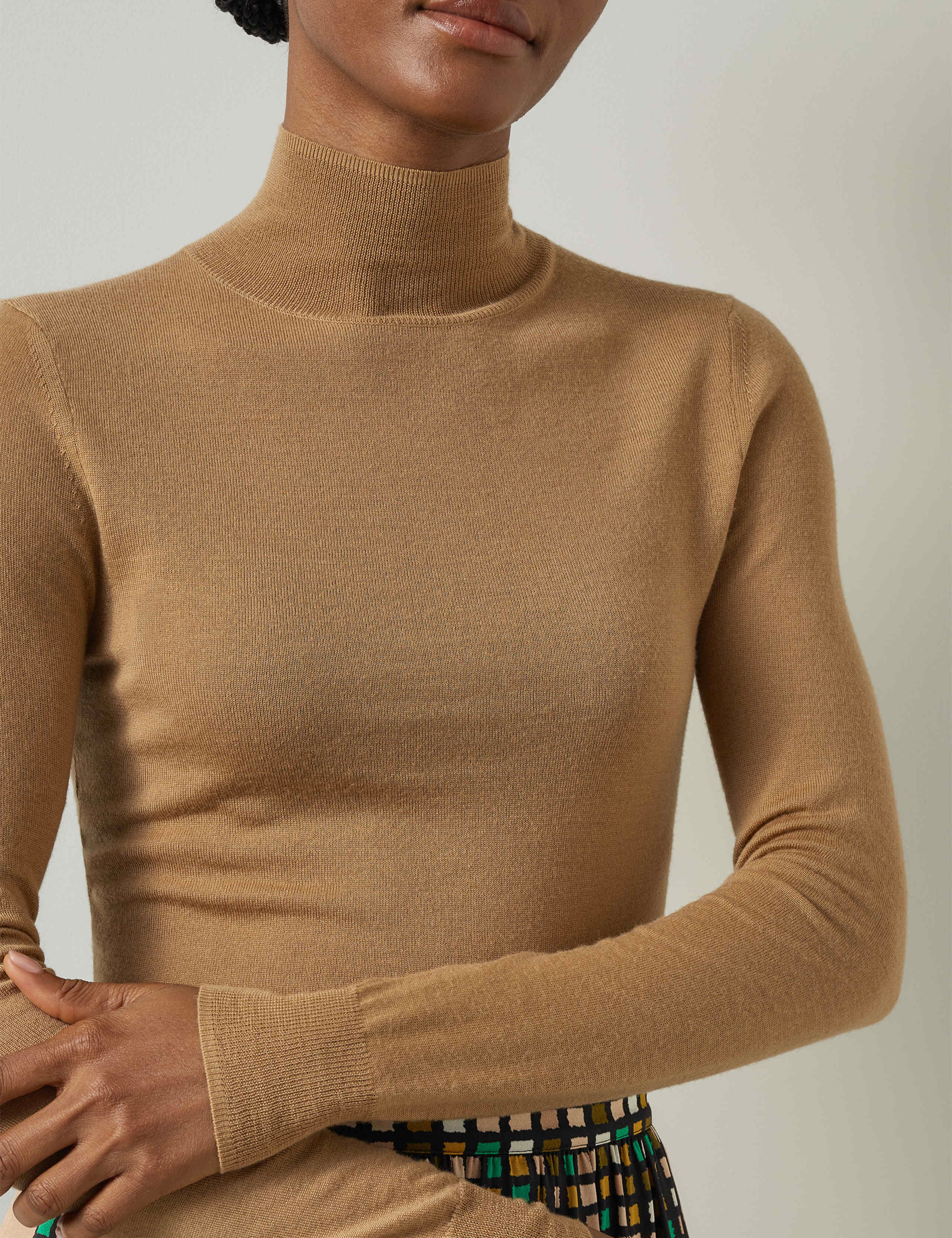 Pure Merino Wool Roll Neck Knitted Top 4 of 4