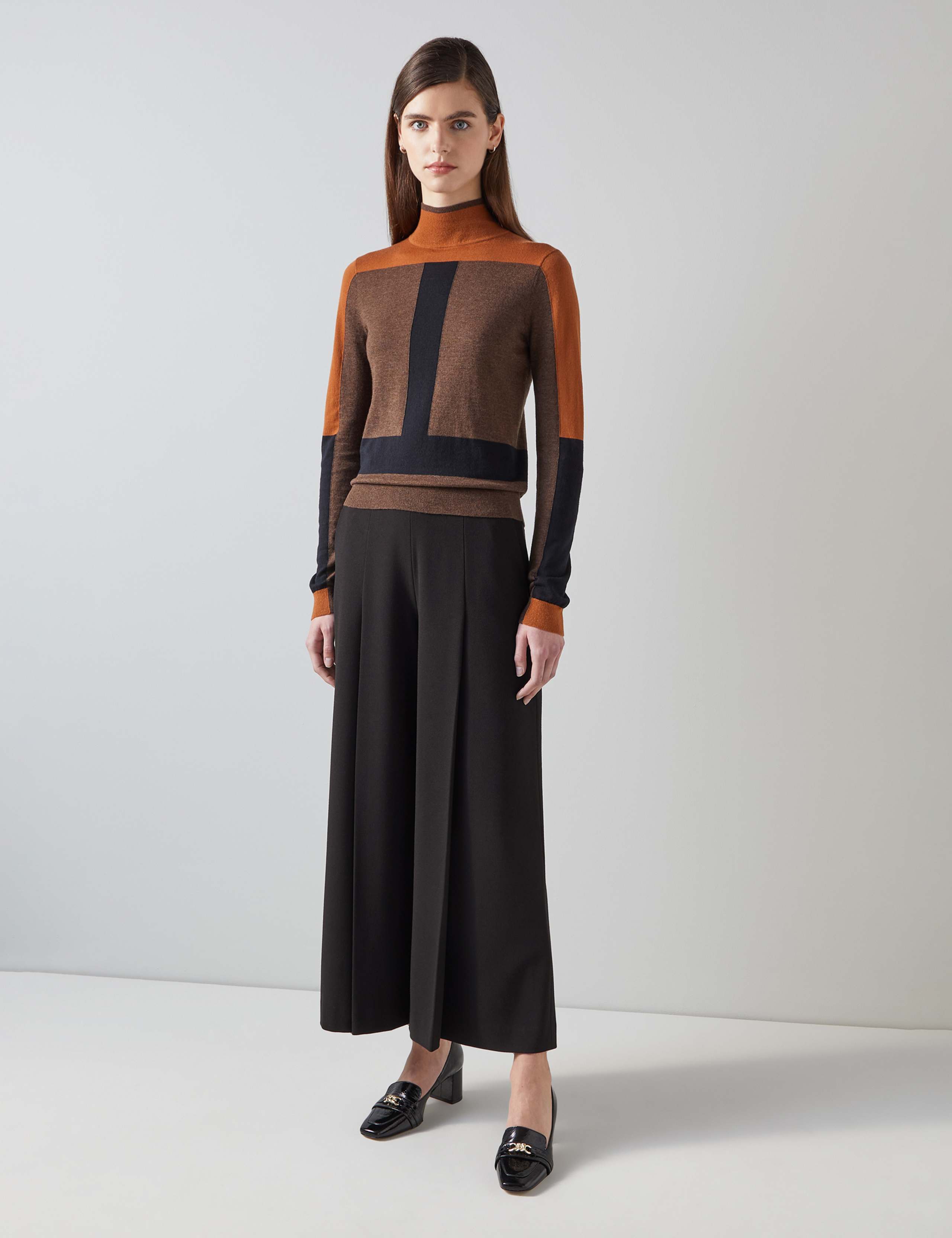 Pleat Front Split Front Wide Leg Culottes 1 of 4