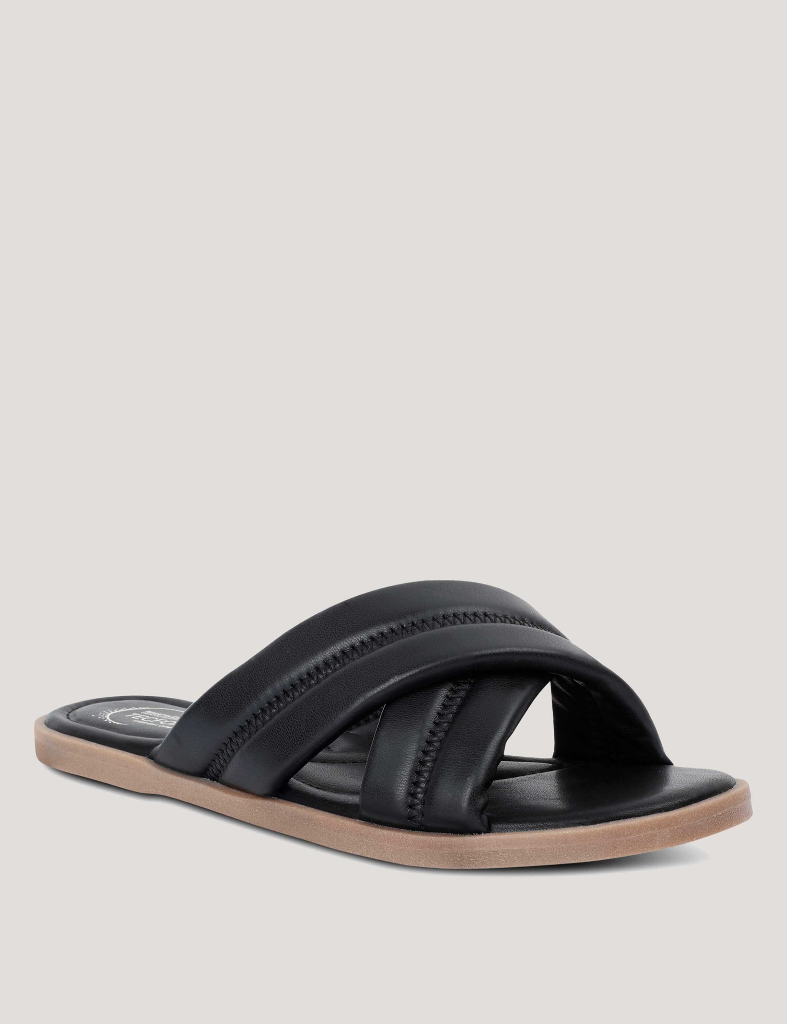 Carradine Leather Crossover Flat Sliders 5 of 7