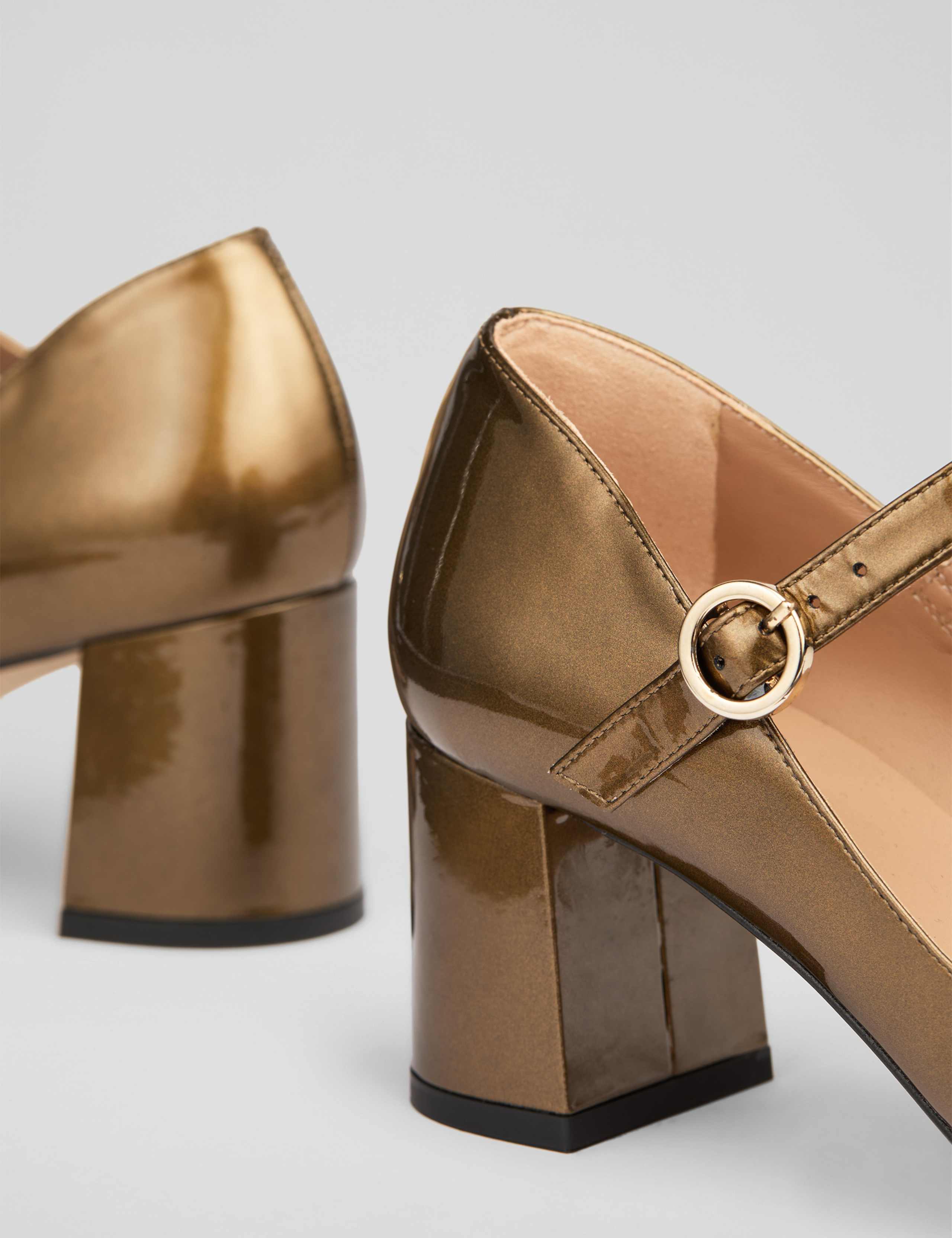 Leather Patent Block Heel Court Shoes 4 of 4