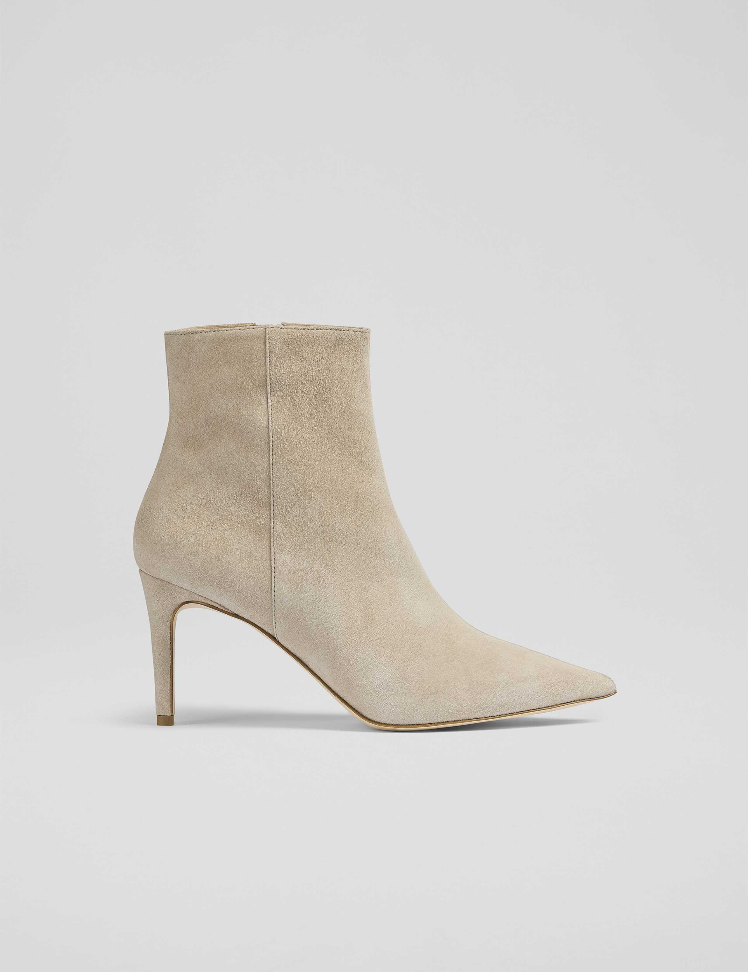 Suede Stiletto Heel Pointed Ankle Boots 1 of 4