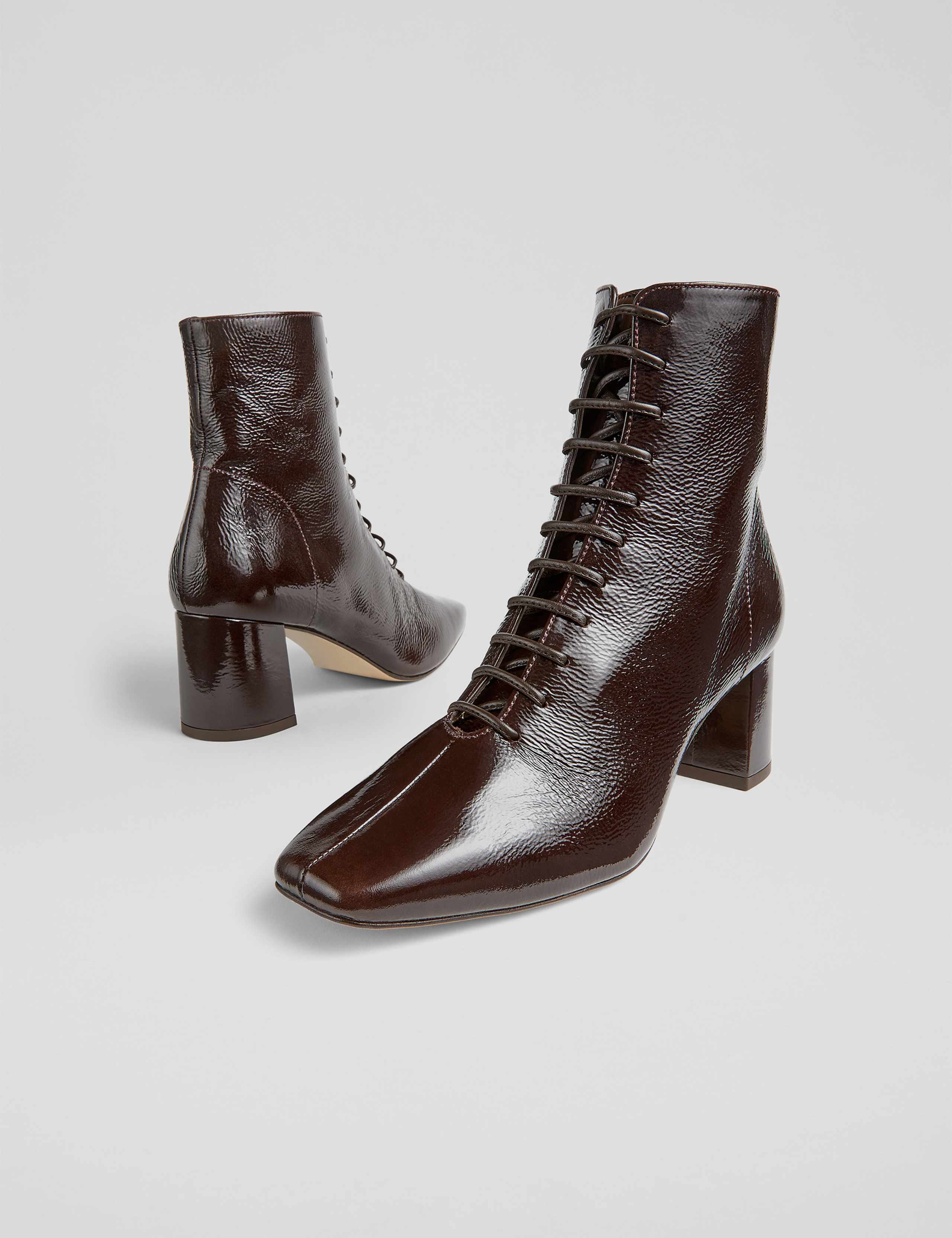 Suede Lace Up Block Heel Ankle Boots 4 of 4