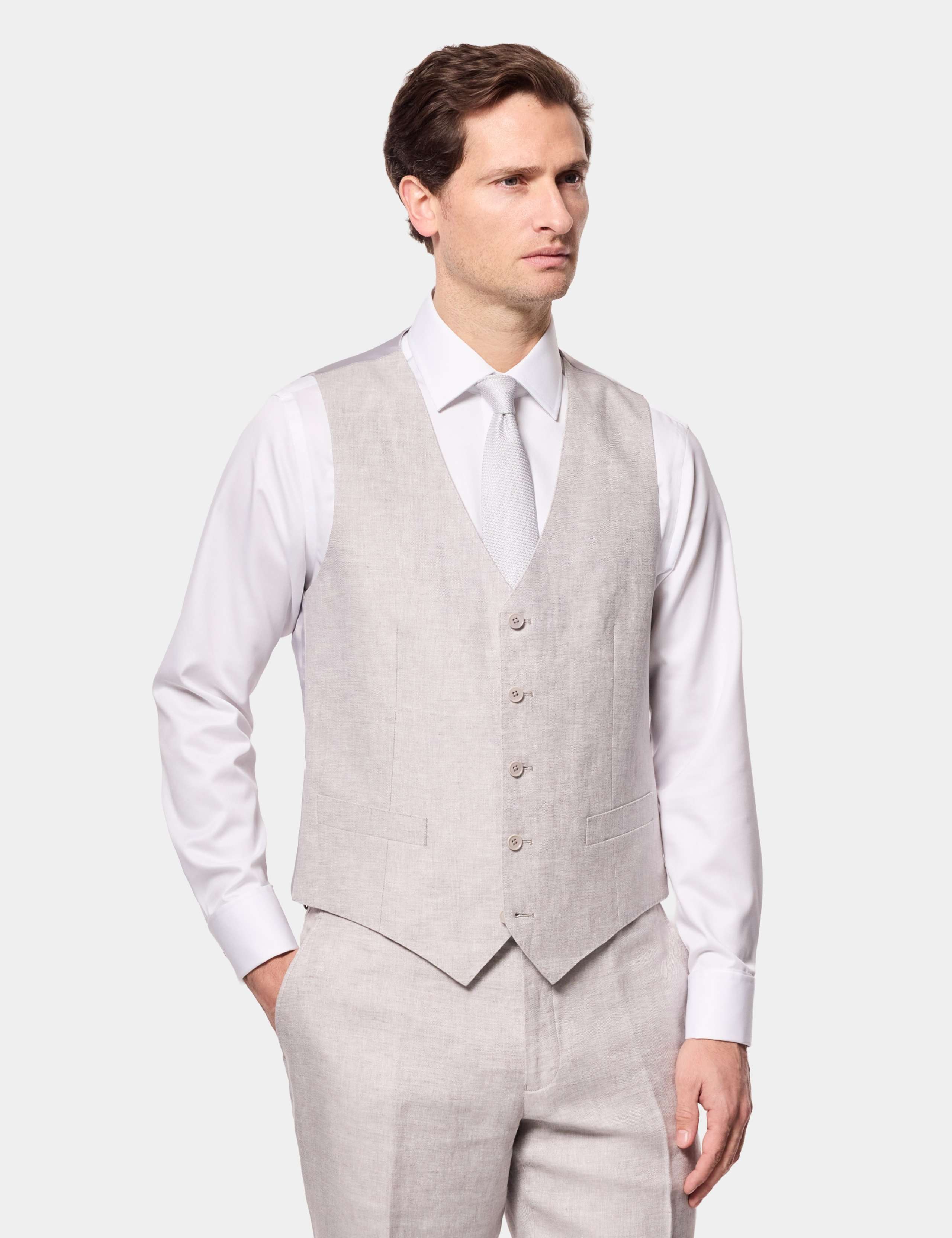 Tailored Fit Pure Linen Waistcoat 1 of 3