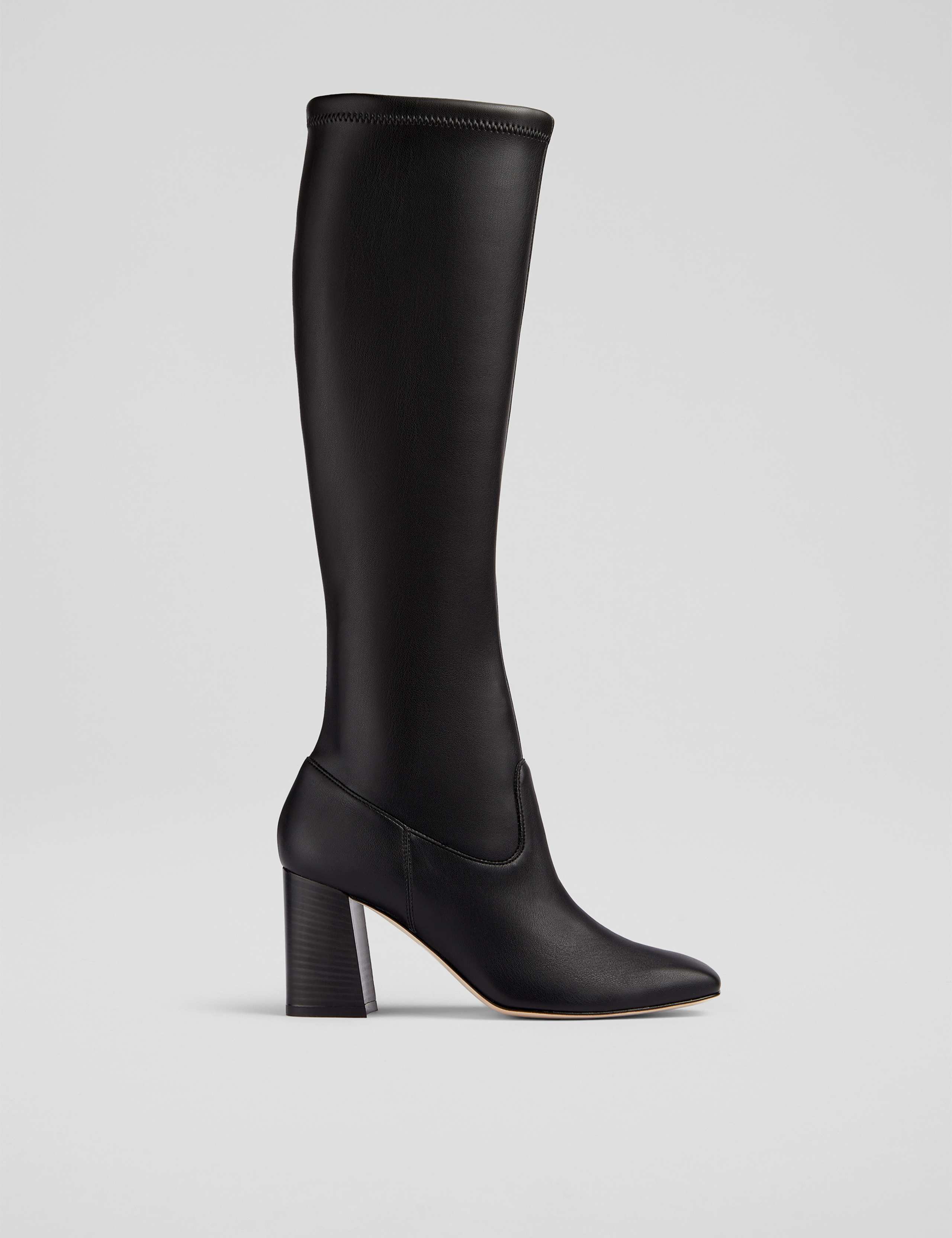 Block Heel Square Toe Knee High Boots 1 of 4
