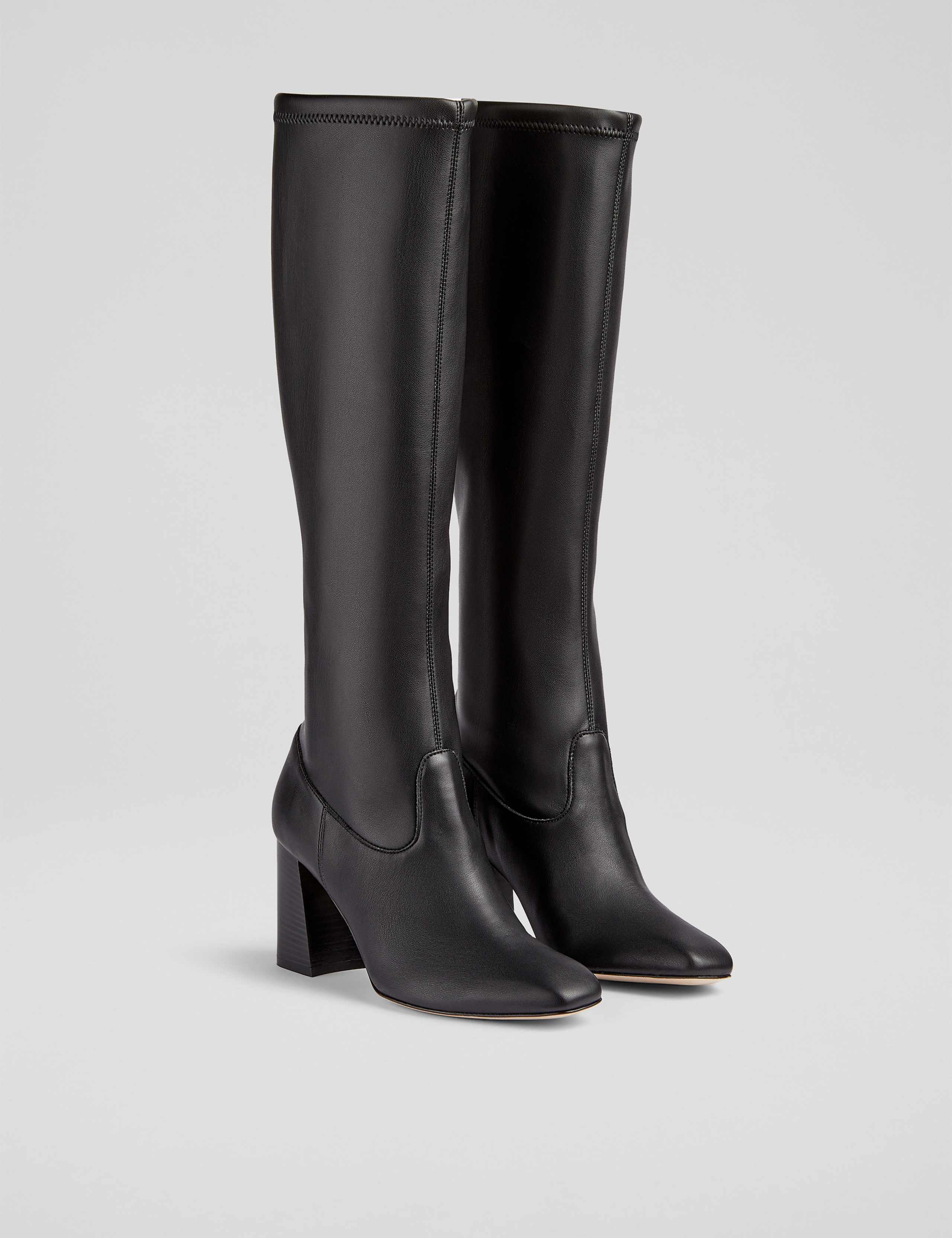 Block Heel Square Toe Knee High Boots 2 of 4