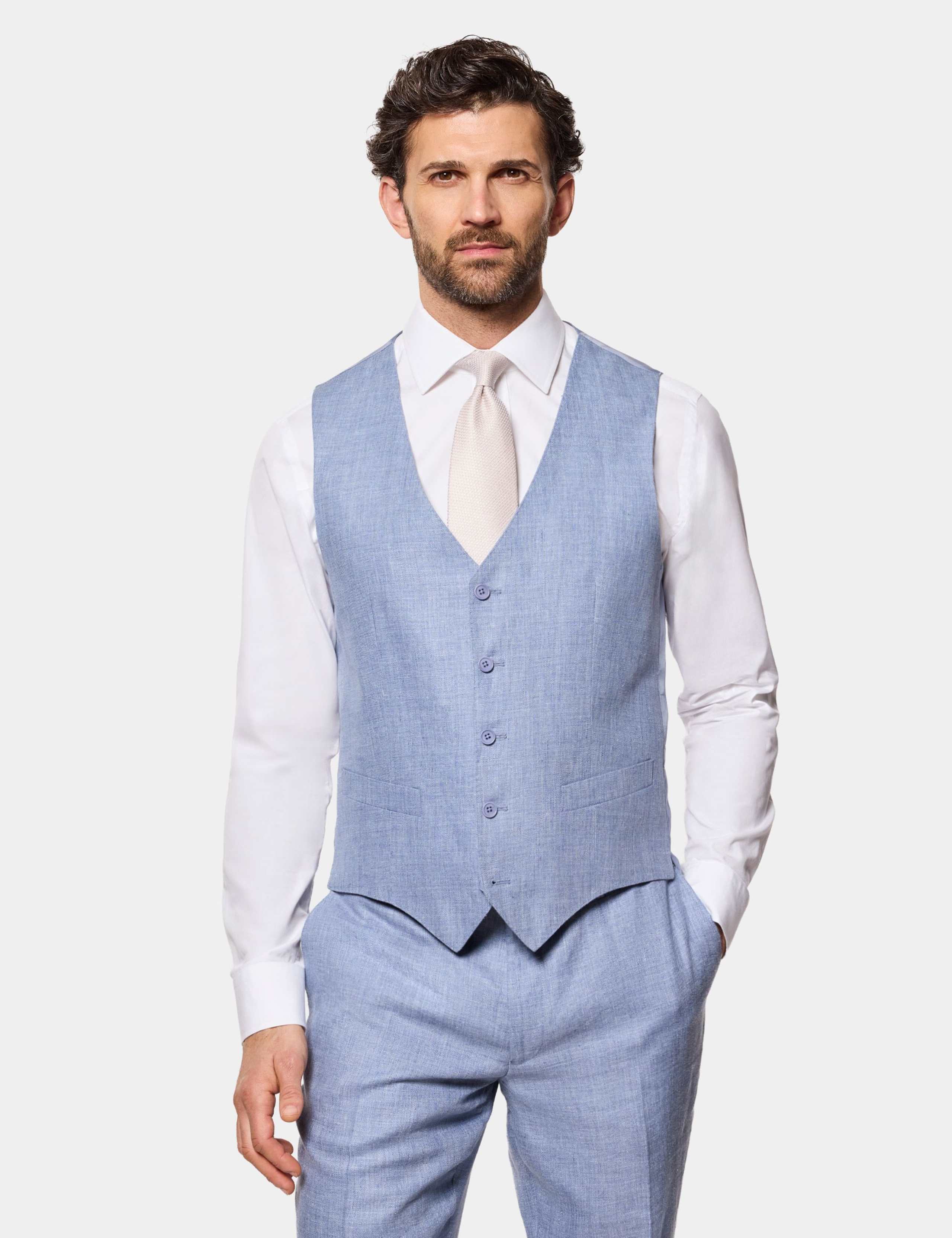 Tailored Fit Pure Linen Waistcoat 1 of 3