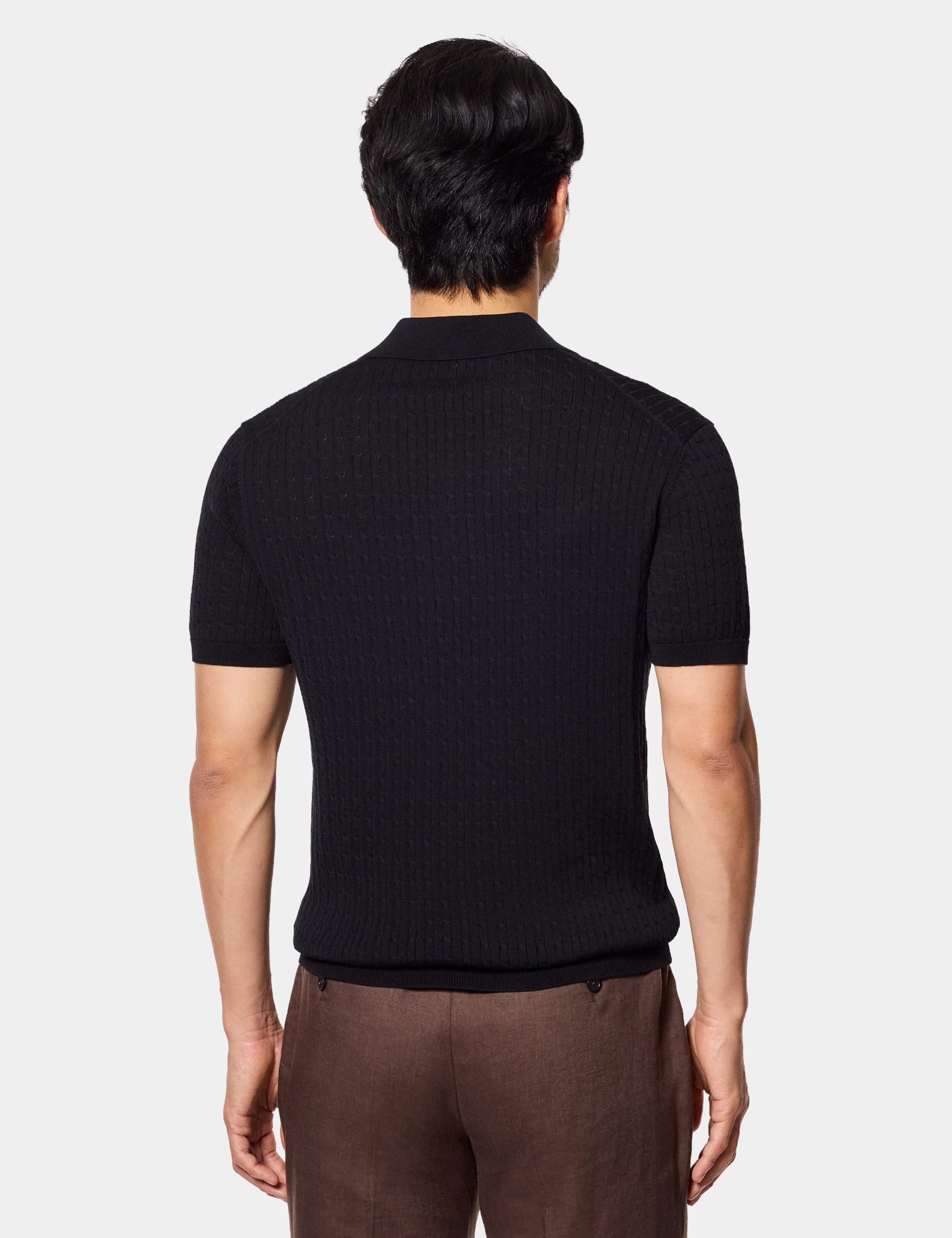 Pure Cotton Cable Knit Polo Shirt 3 of 3
