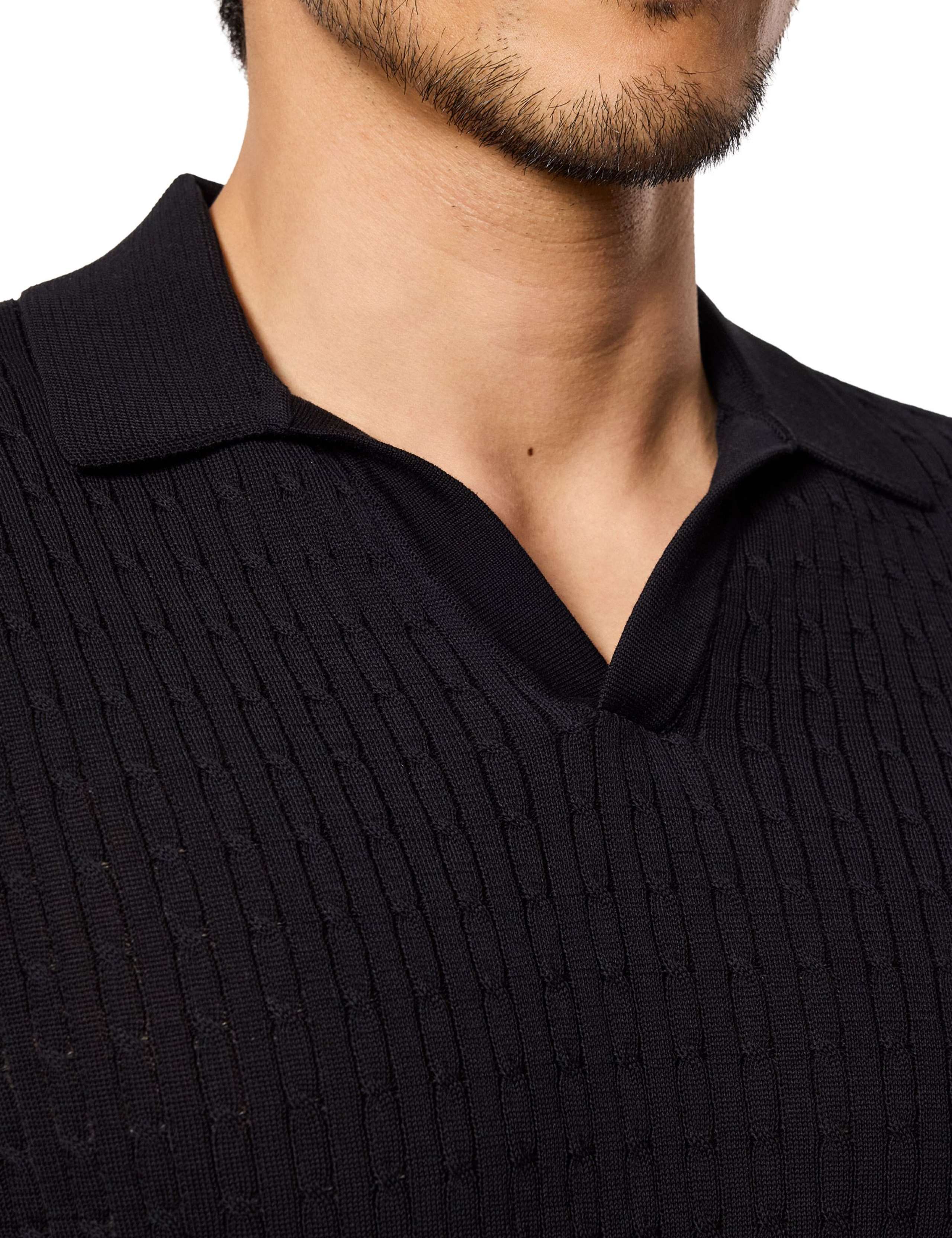 Pure Cotton Cable Knit Polo Shirt 2 of 3