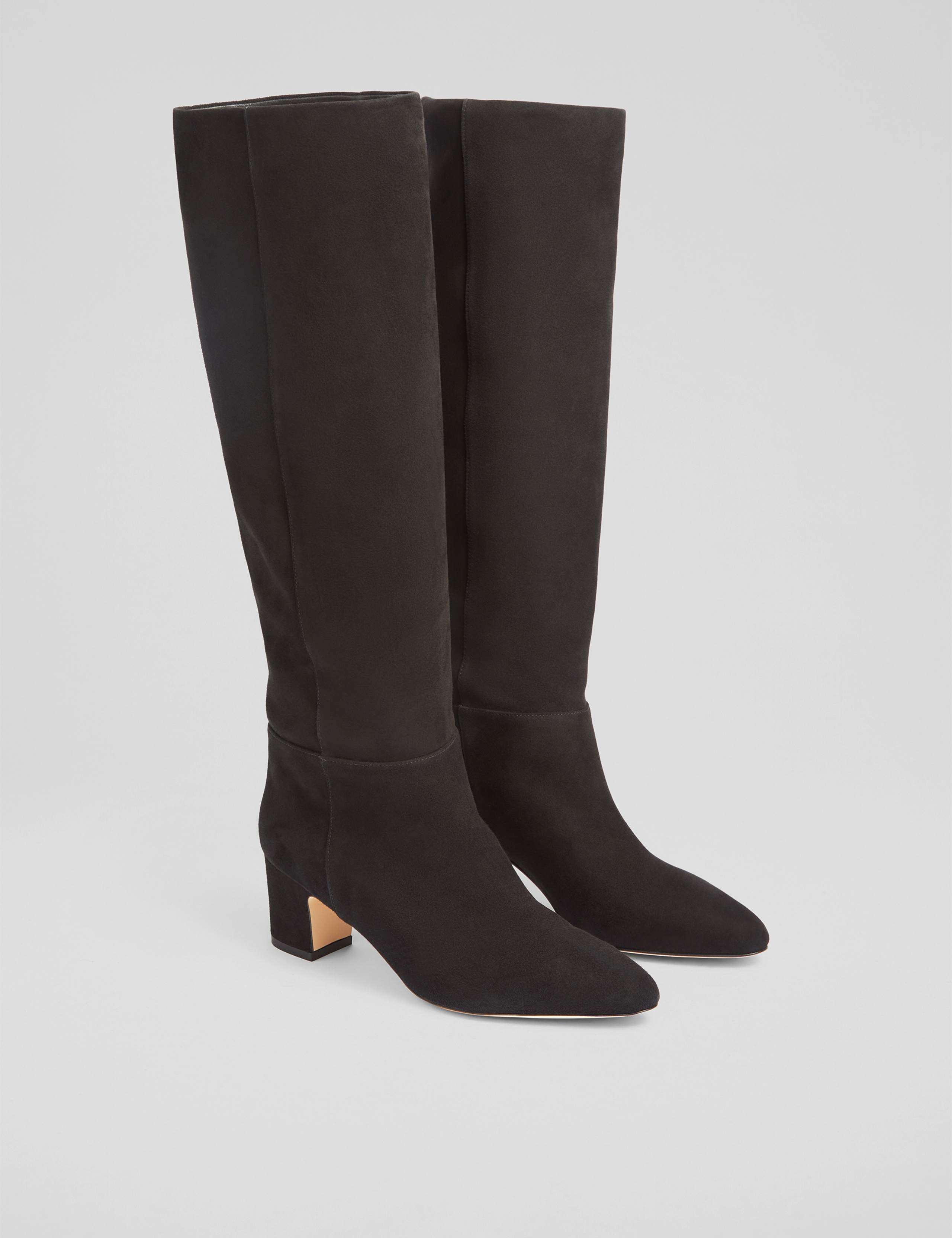 Suede Block Heel Knee High Boots 3 of 4