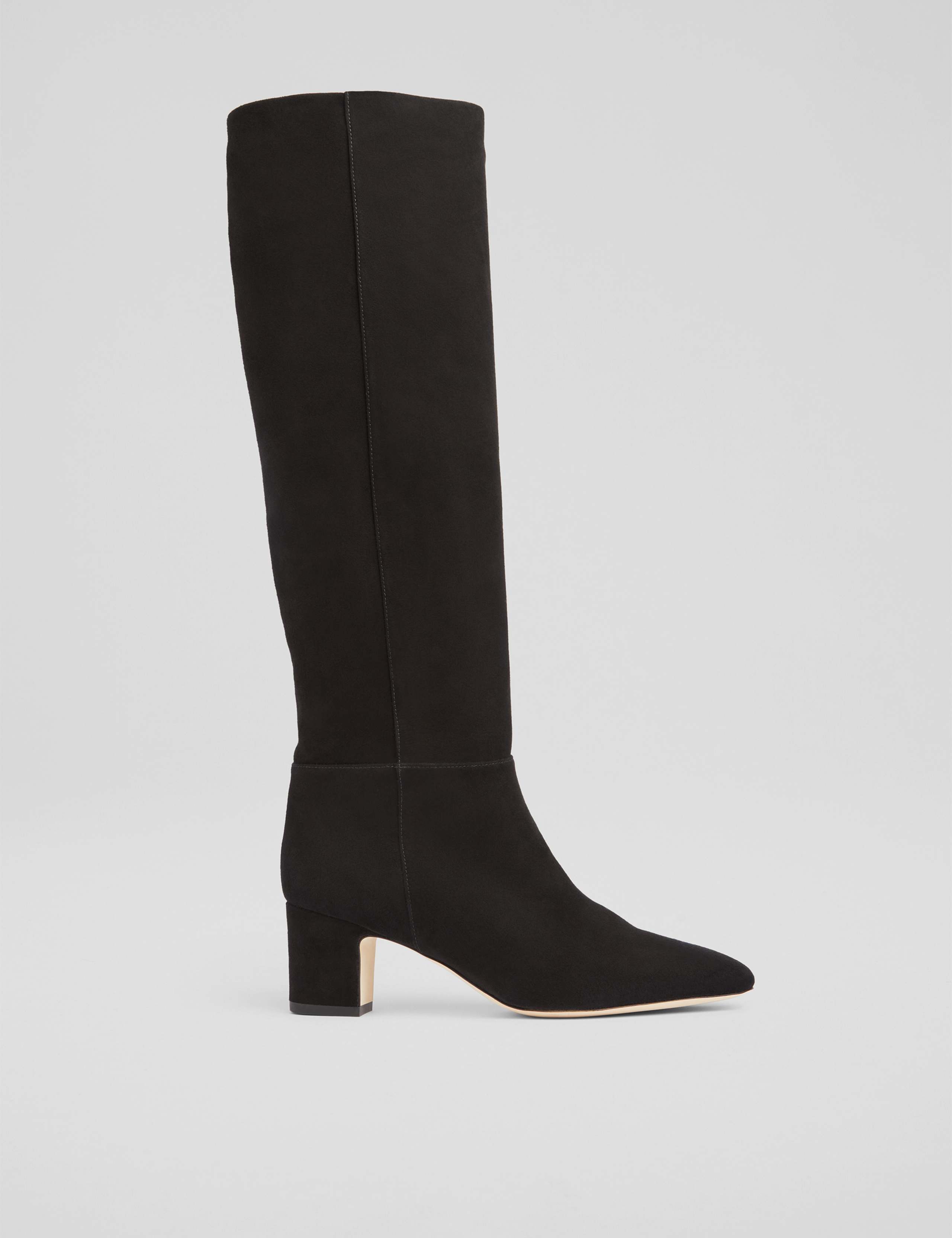 Suede Block Heel Knee High Boots 1 of 4