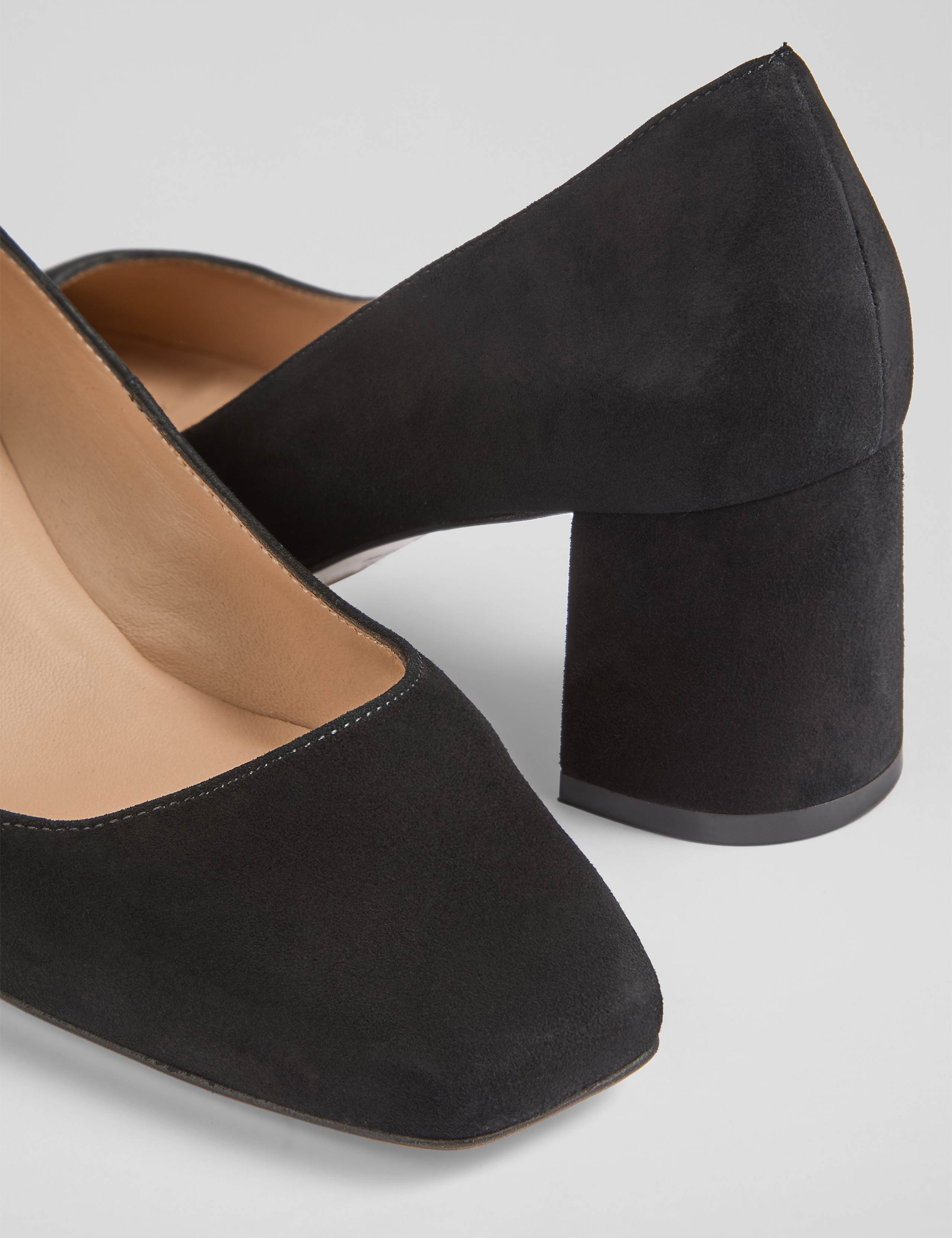 Suede Block Heel Square Toe Court Shoes 3 of 4