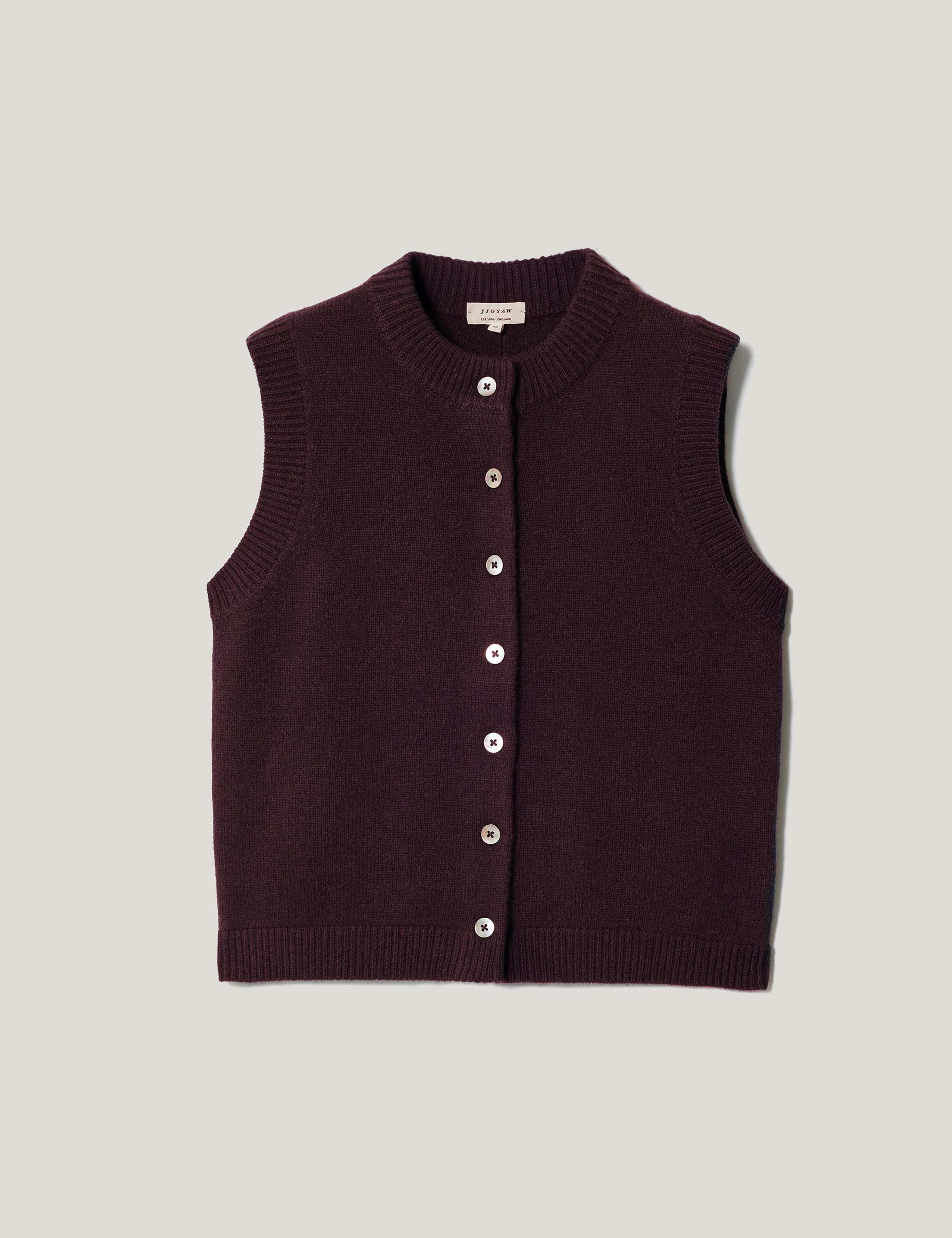 Wool Blend Straight Textured Waistcoat 2 of 6