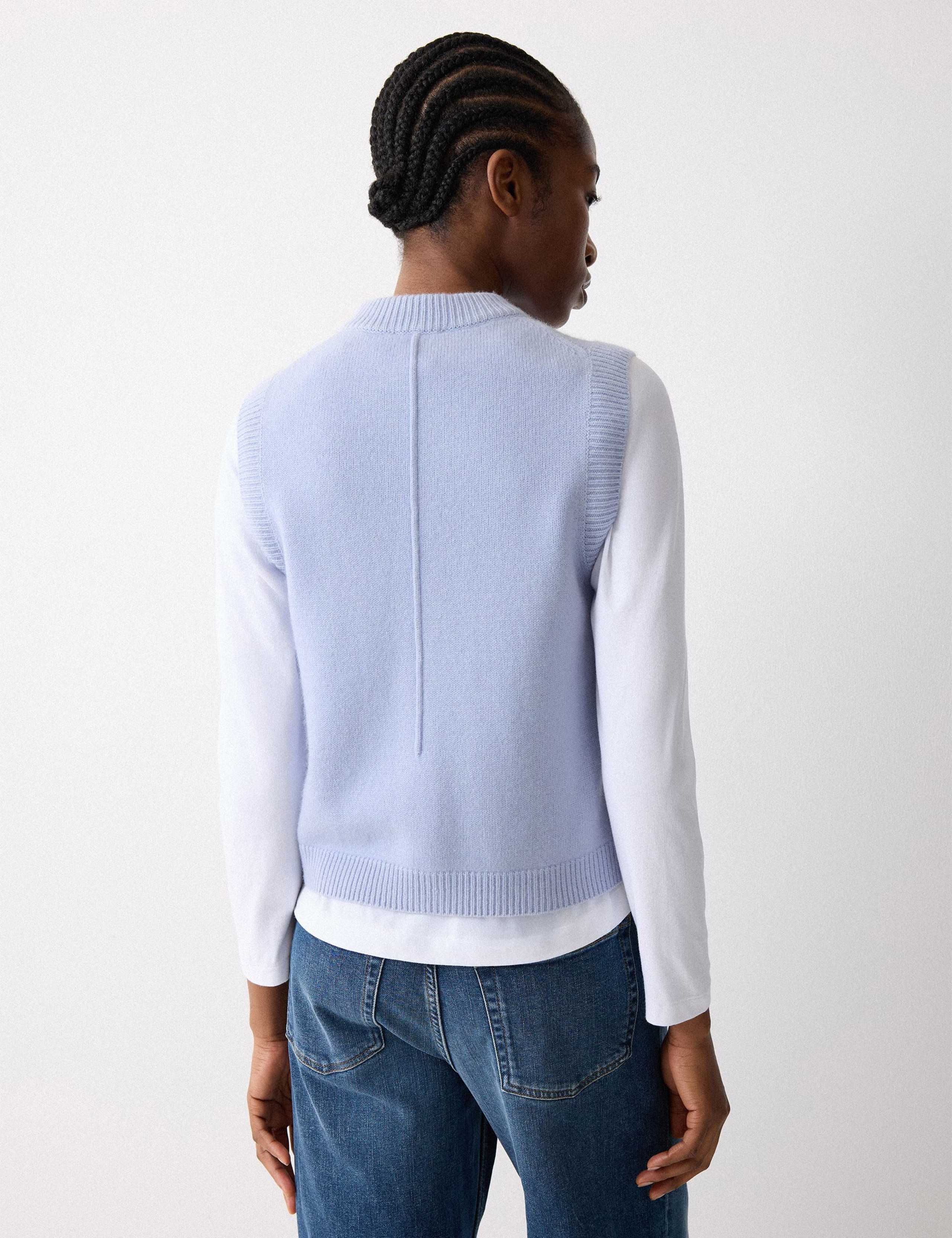 Wool Blend Straight Textured Waistcoat 4 of 6