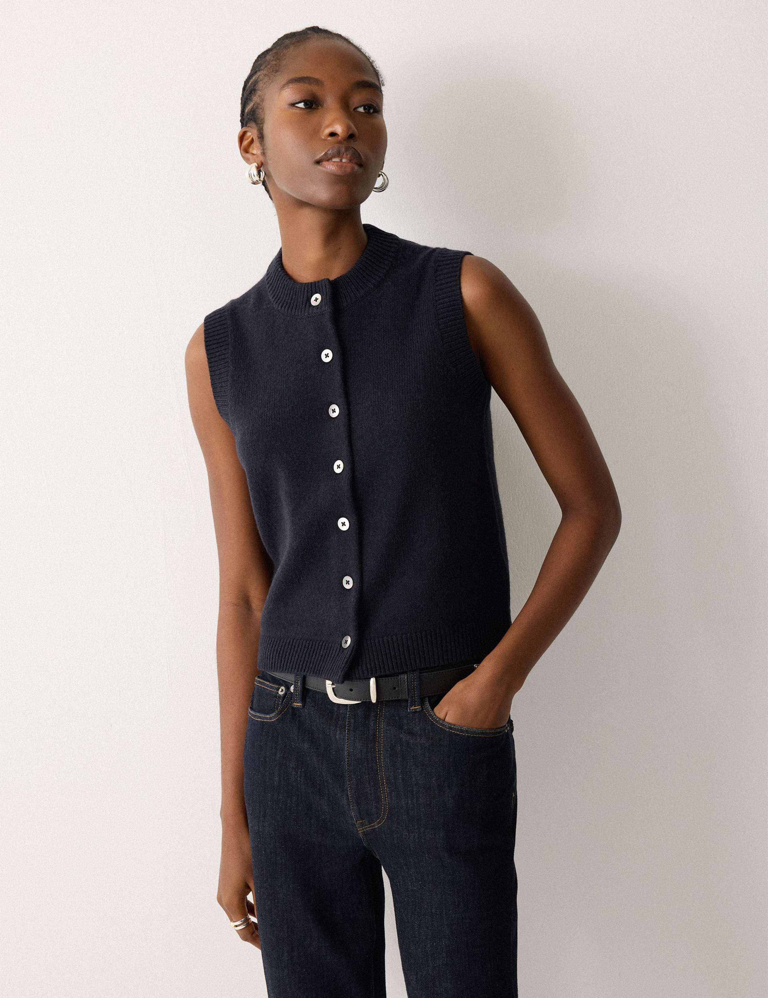 Wool Blend Straight Textured Waistcoat 1 of 6