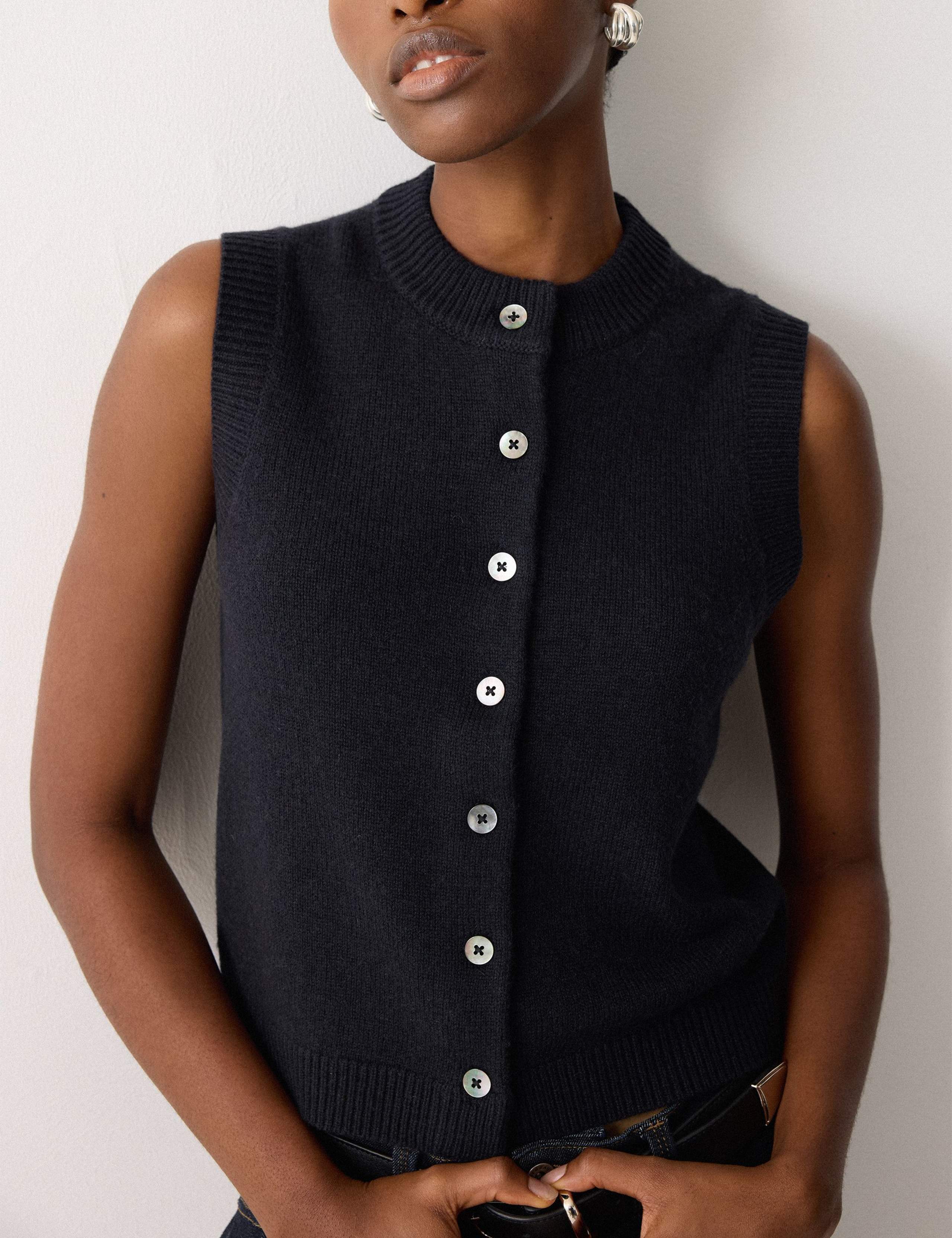 Wool Blend Straight Textured Waistcoat 5 of 6