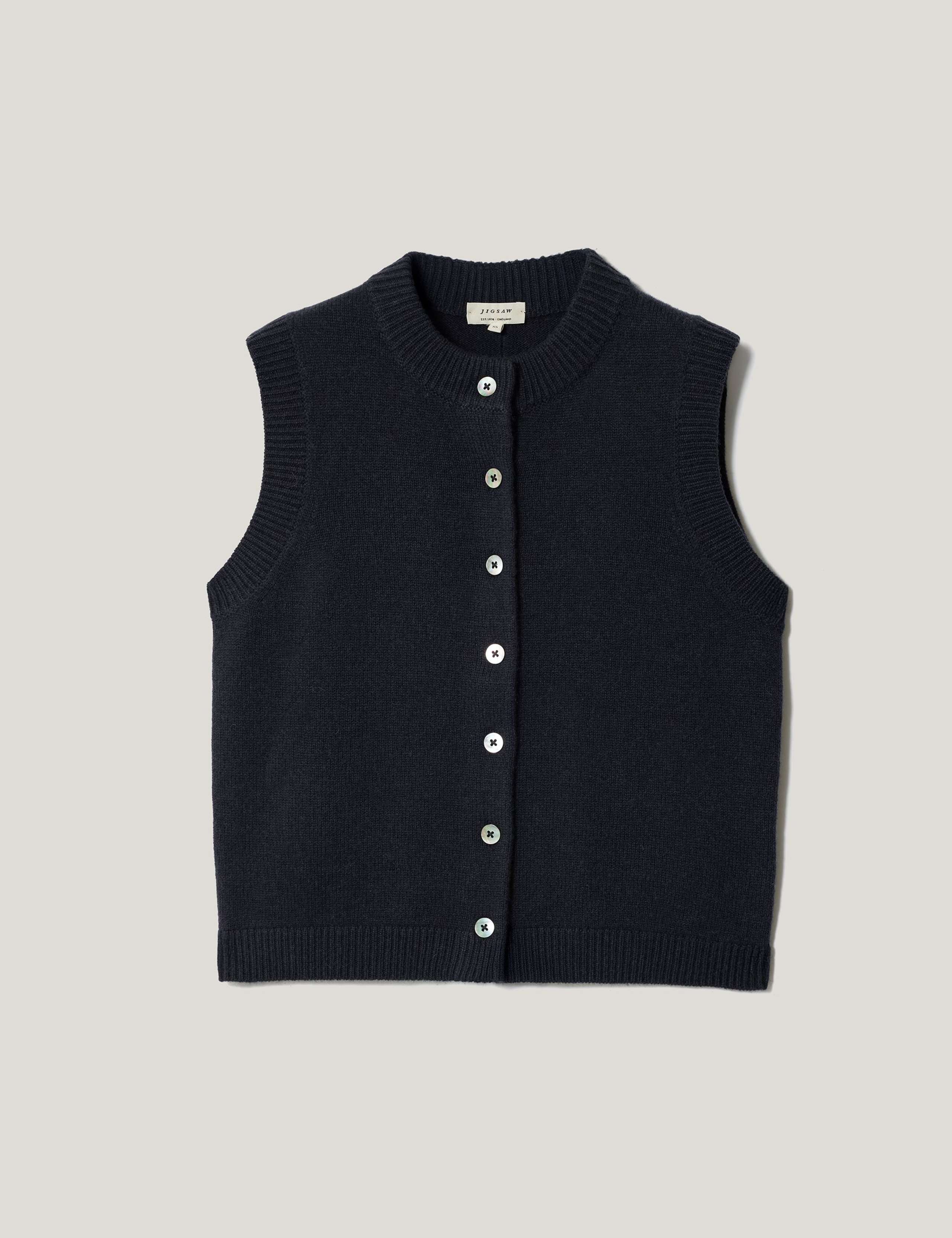 Wool Blend Straight Textured Waistcoat 2 of 6