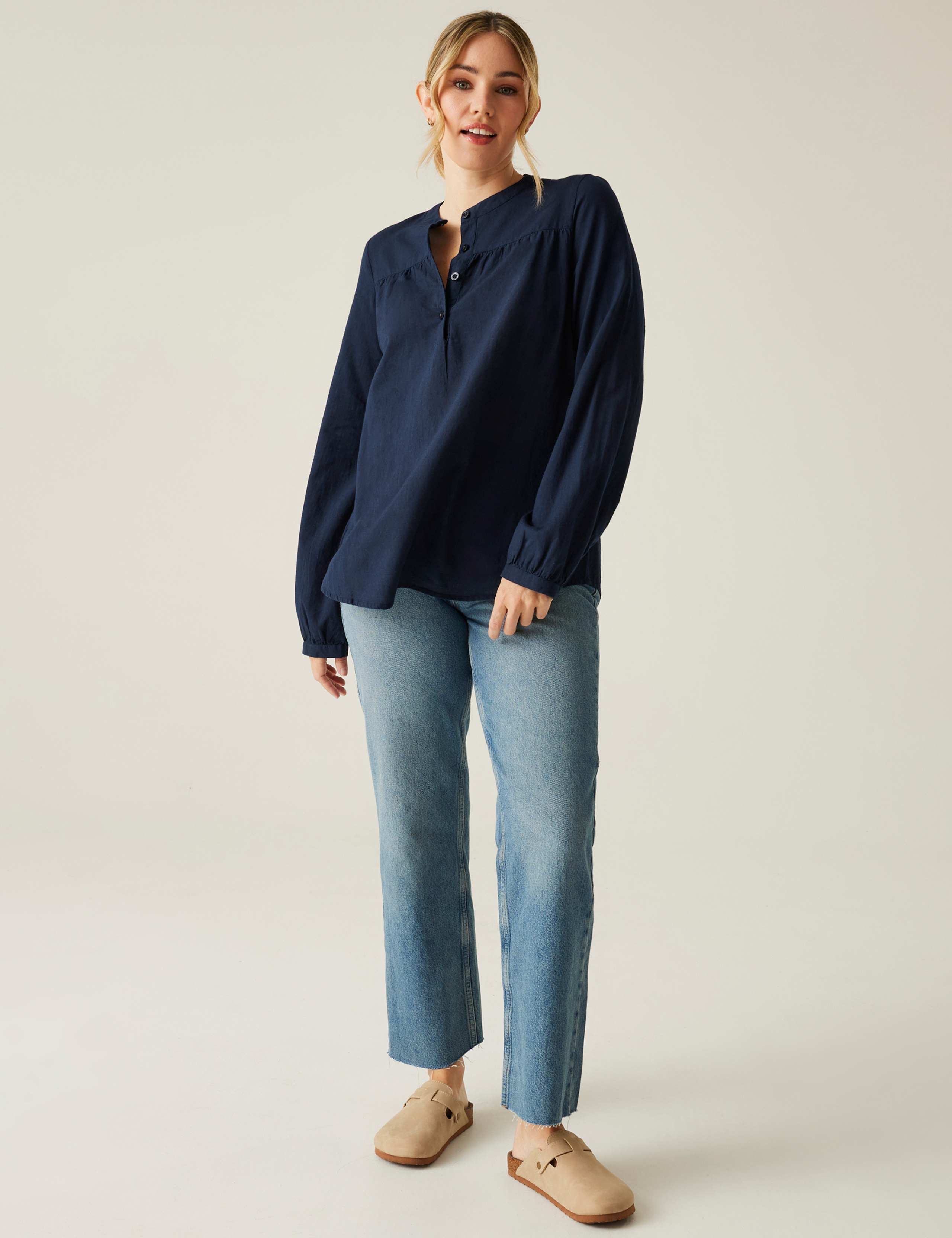 Natine Cotton Rich Blouse with Linen 2 of 6