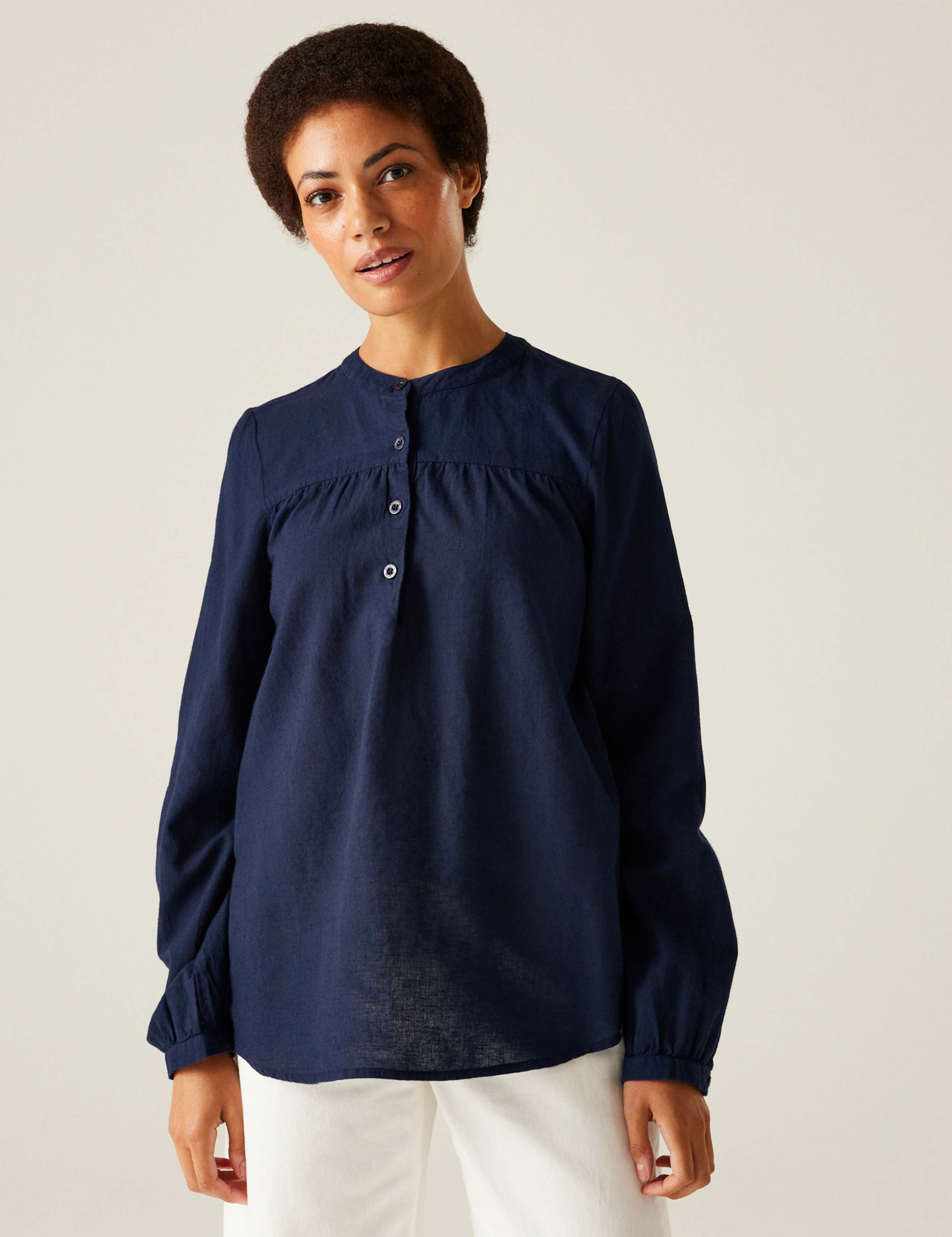 Natine Cotton Rich Blouse with Linen 5 of 6