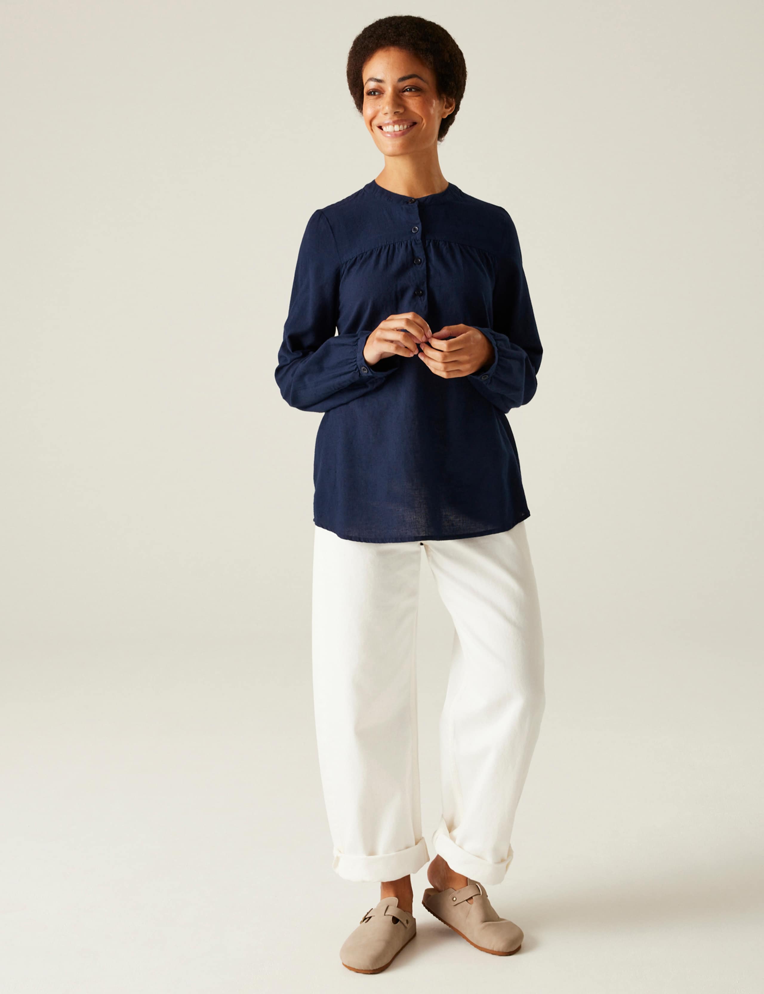 Natine Cotton Rich Blouse with Linen 6 of 6