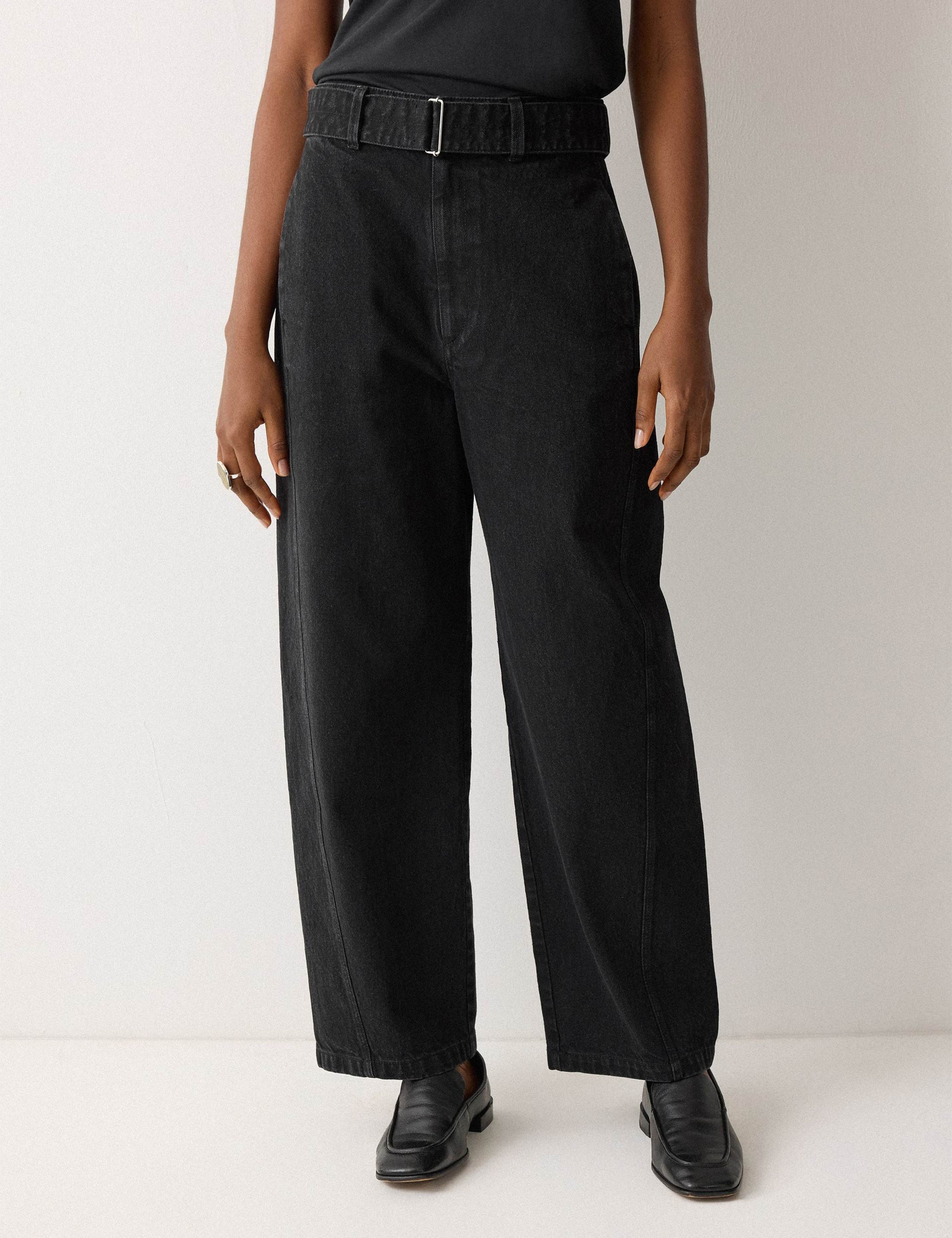 High Waisted Belted Barrel Jeans 3 of 6