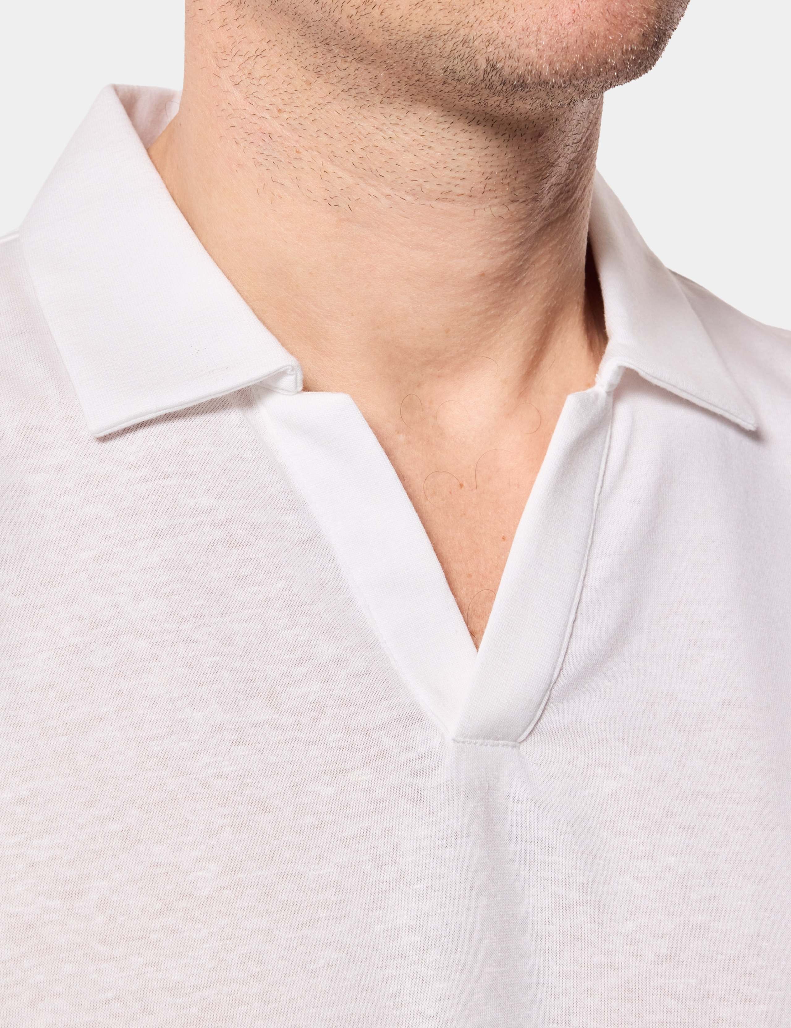 Pure Linen Open Neck Polo Shirt 2 of 3