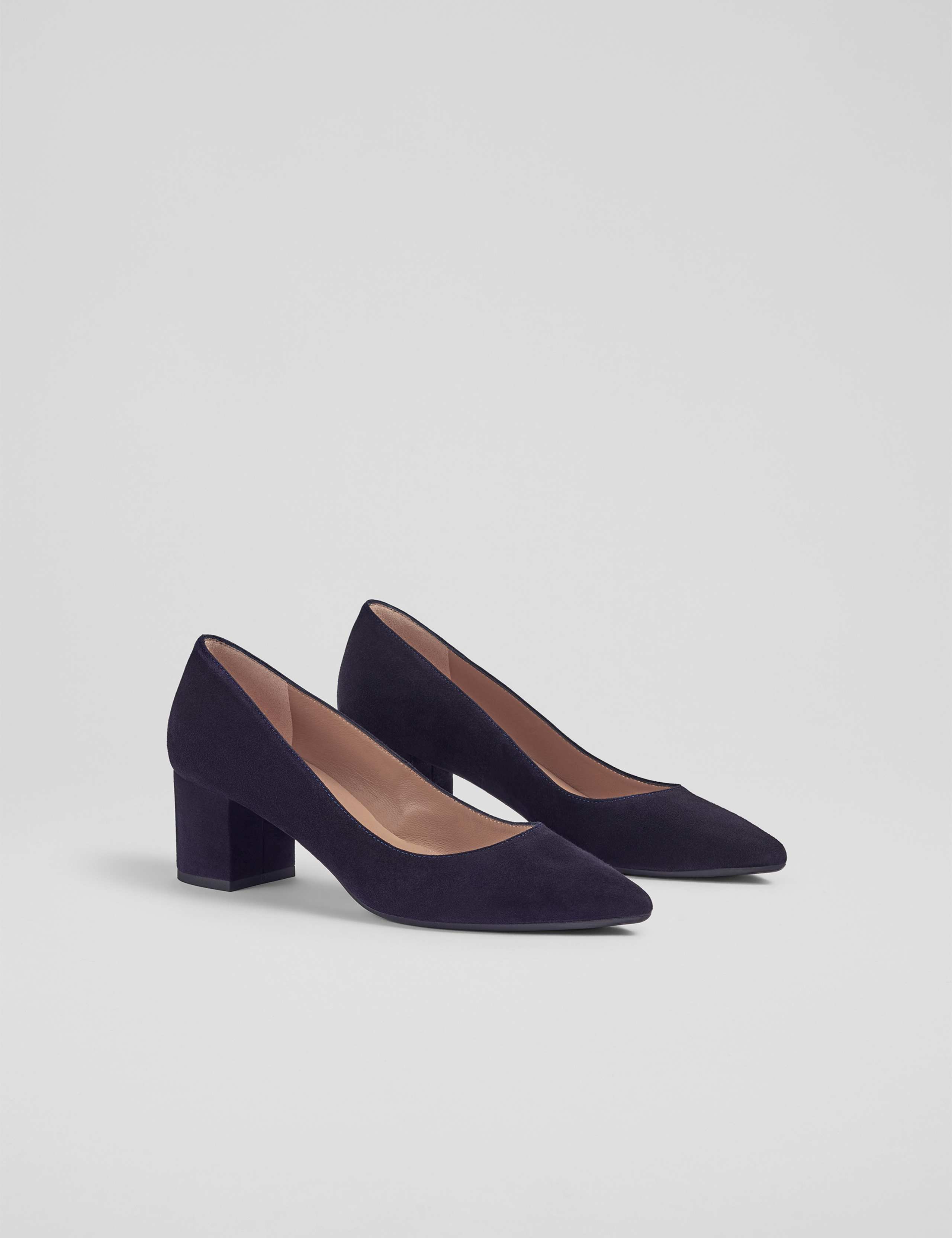 Suede Block Heel Pointed Court Shoes 2 of 4