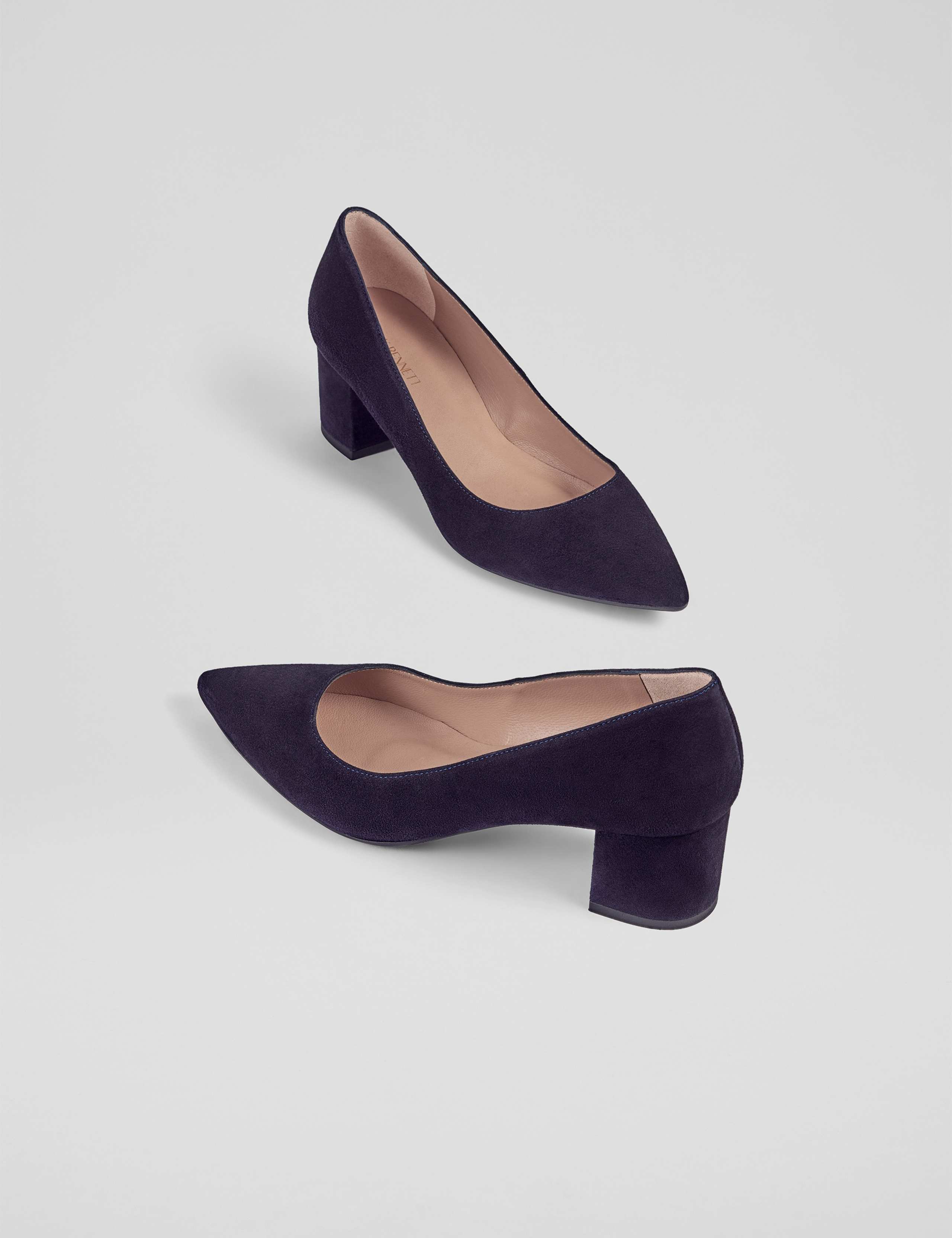 Suede Block Heel Pointed Court Shoes 4 of 4
