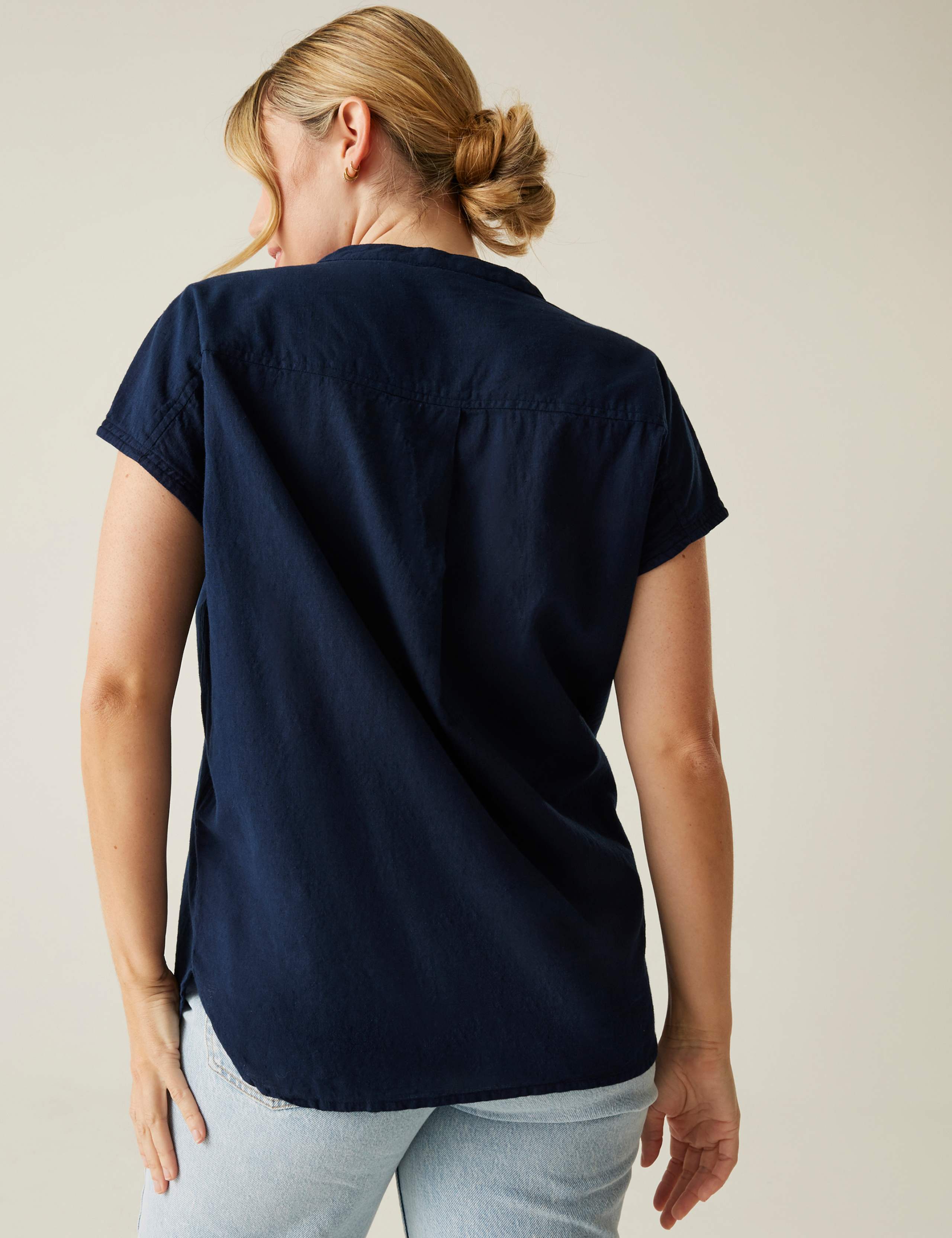 Rianne Cotton Rich V-Neck Blouse with Linen 5 of 7