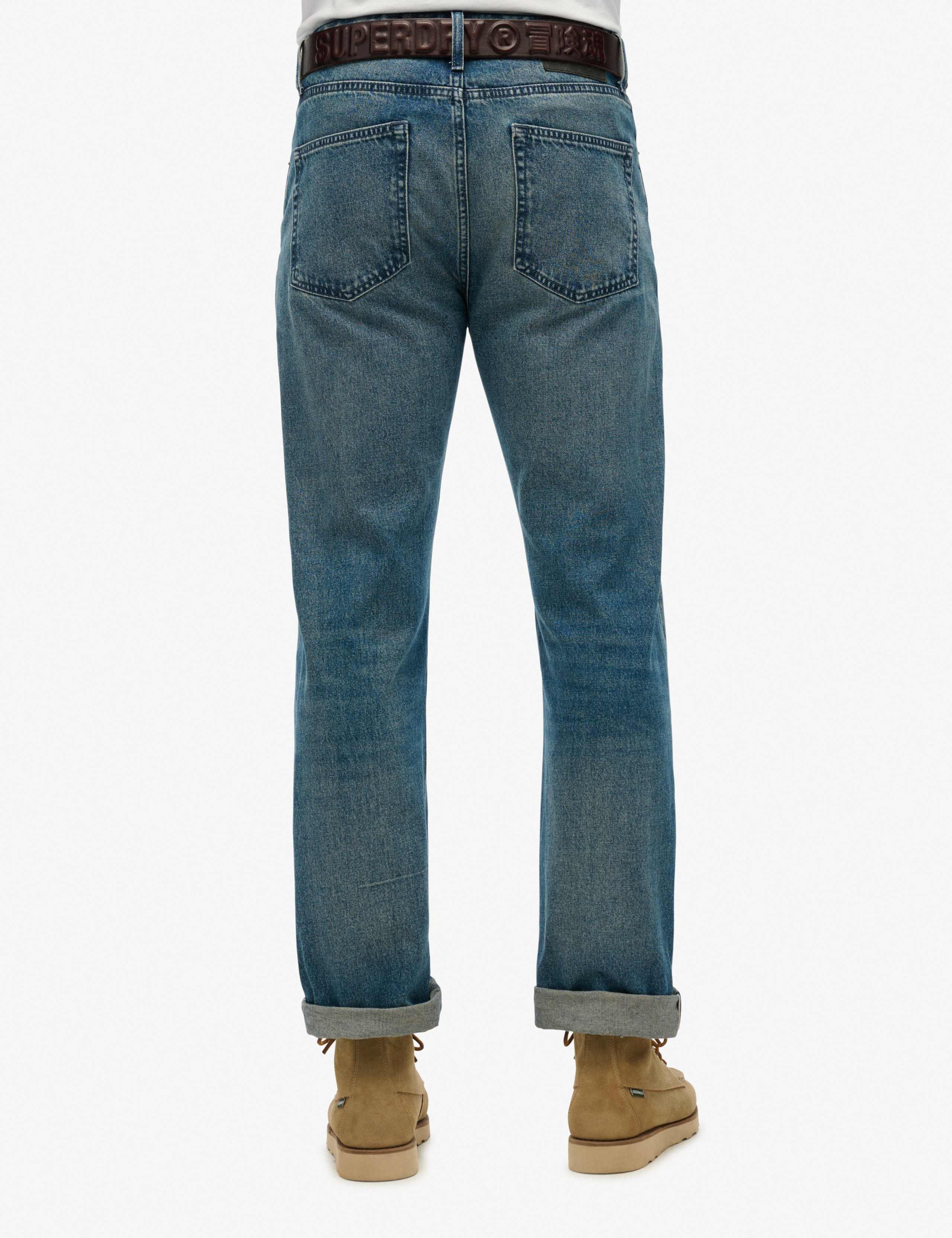 Straight Fit Turn-Up Rigid Denim Jeans 4 of 5