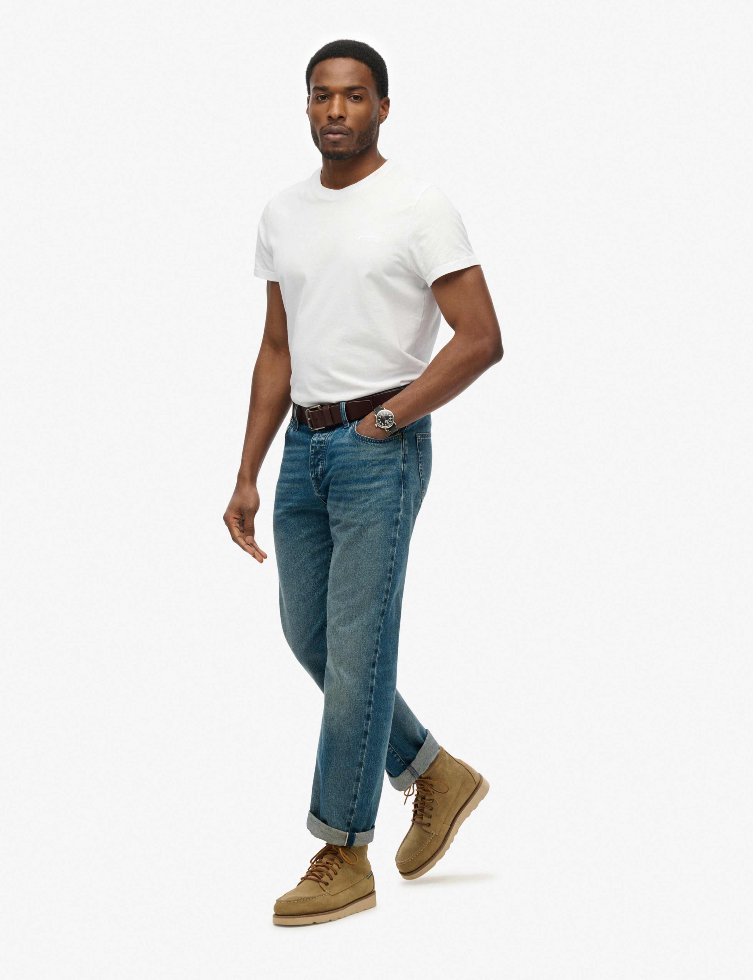Straight Fit Turn-Up Rigid Denim Jeans 5 of 5