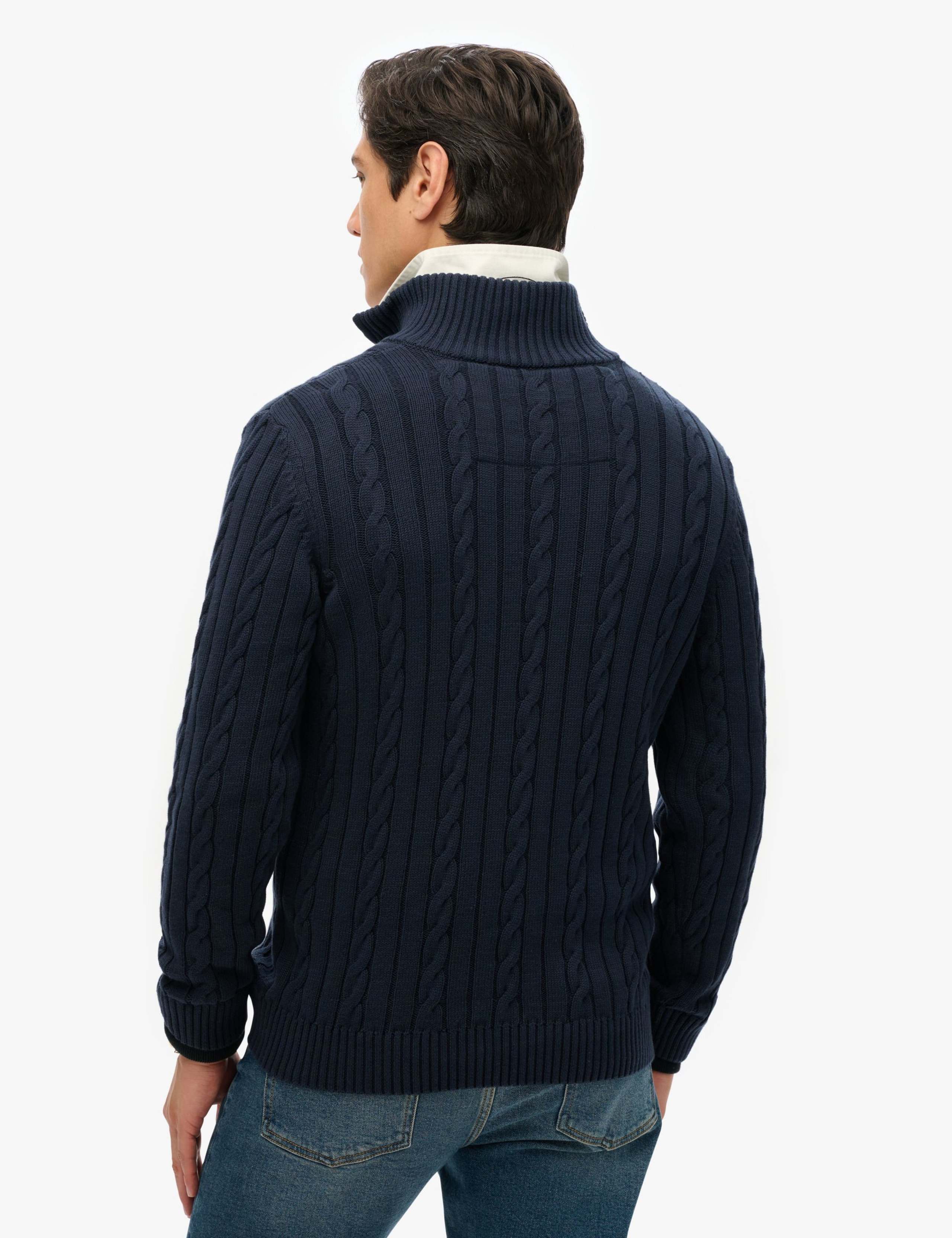Pure Cotton Cable Half Zip Jumper 4 of 5