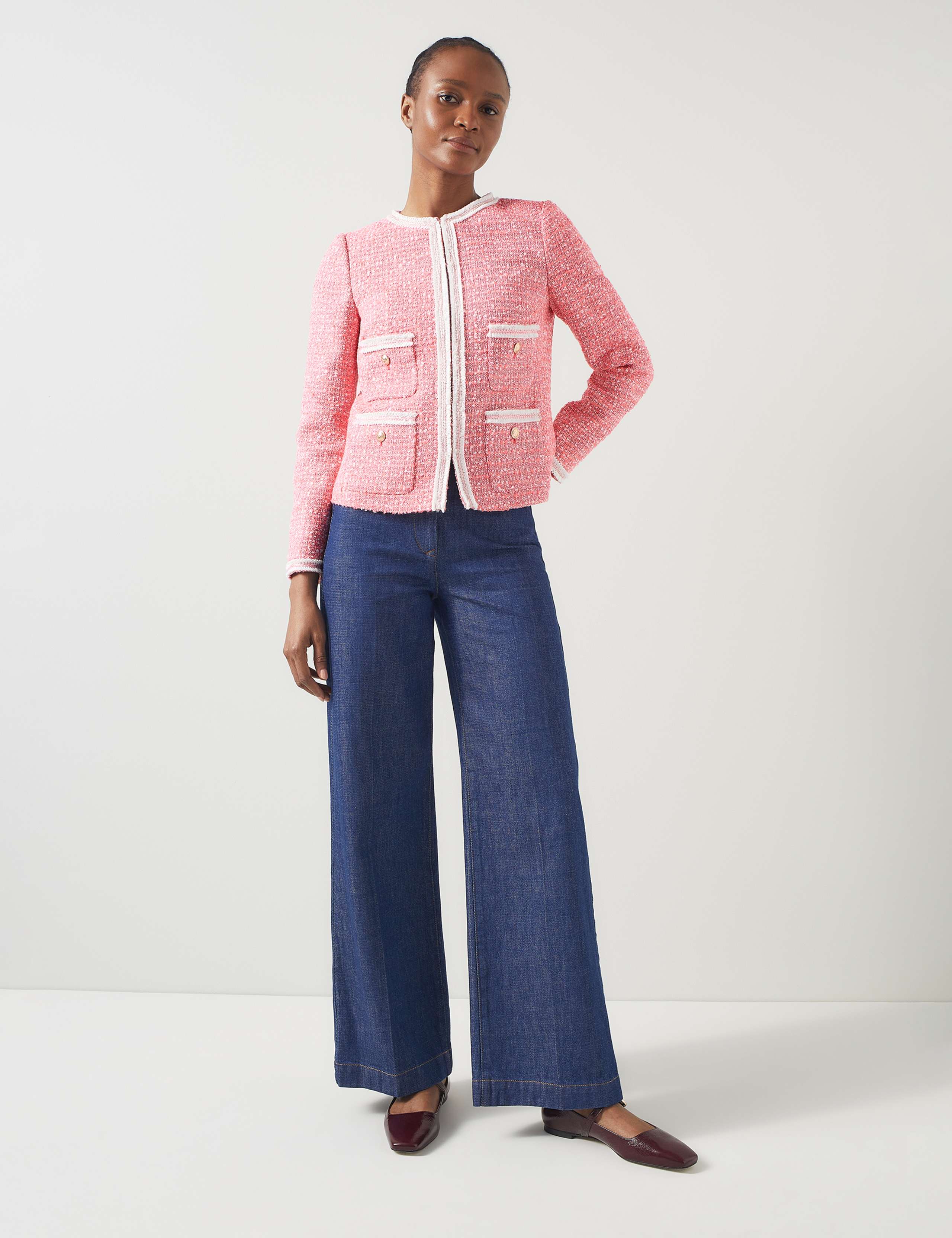 Tweed Collarless Short Jacket 1 of 3