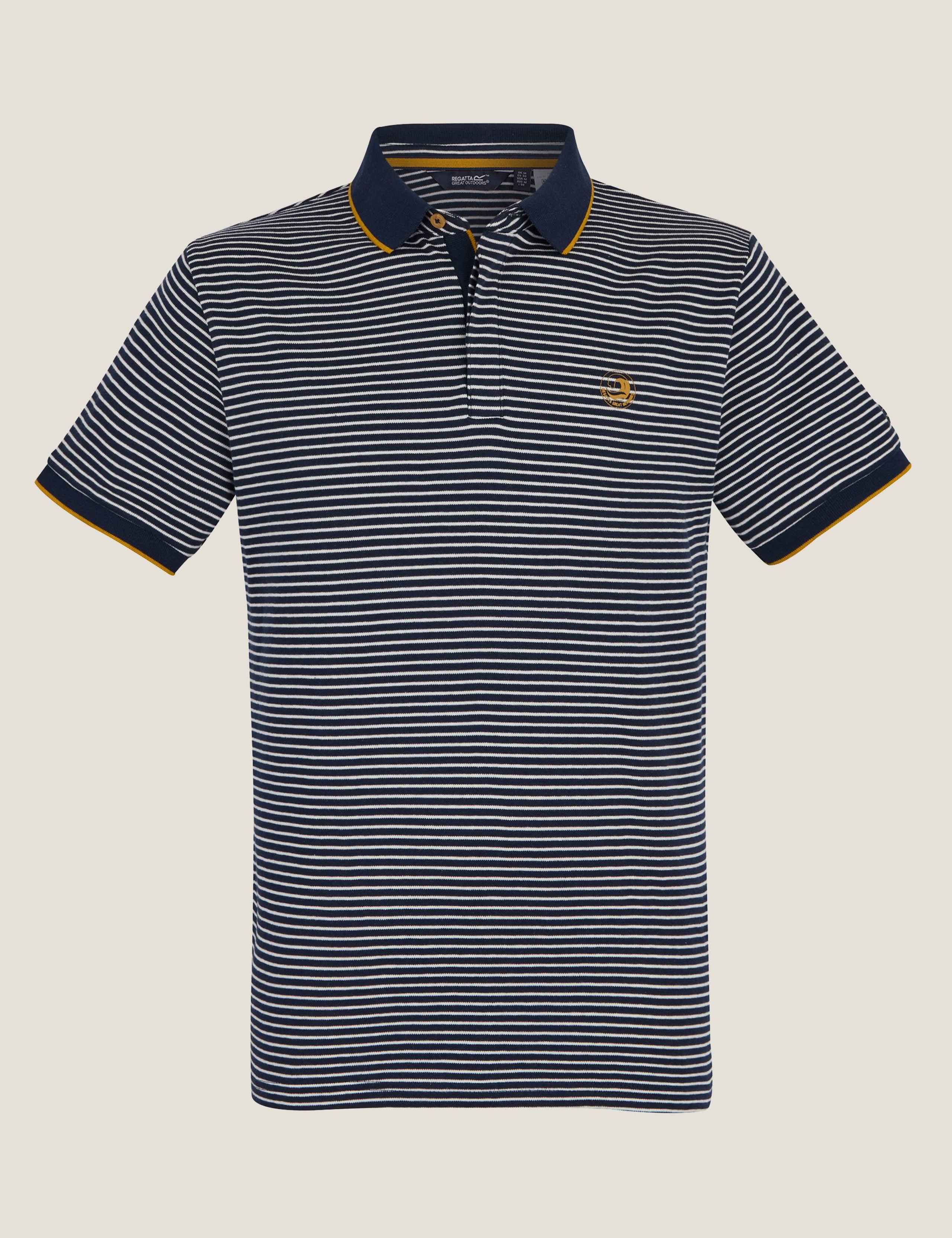 Tiver Pure Cotton Striped Tipped Polo Shirt 2 of 5