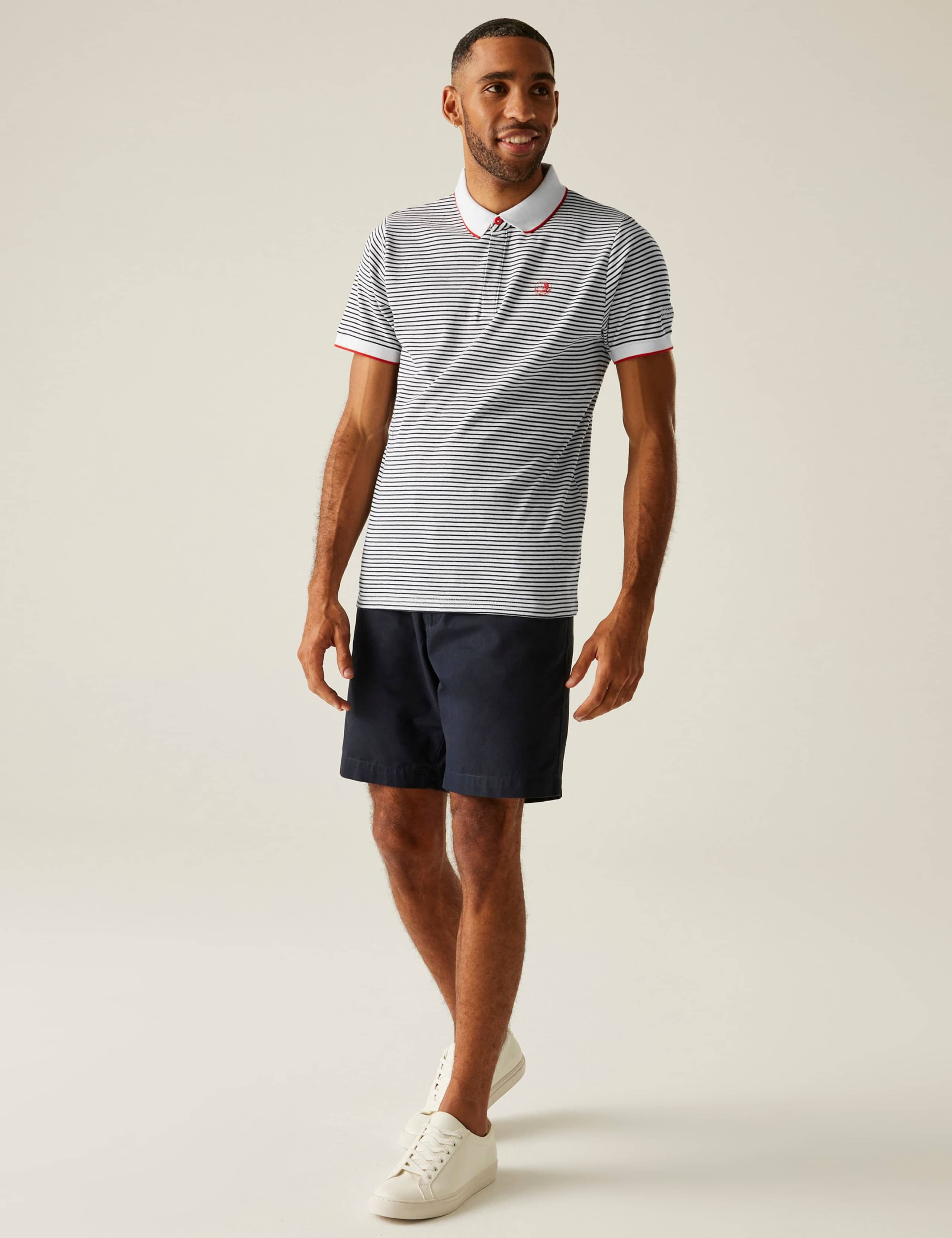 Tiver Pure Cotton Striped Tipped Polo Shirt 3 of 5