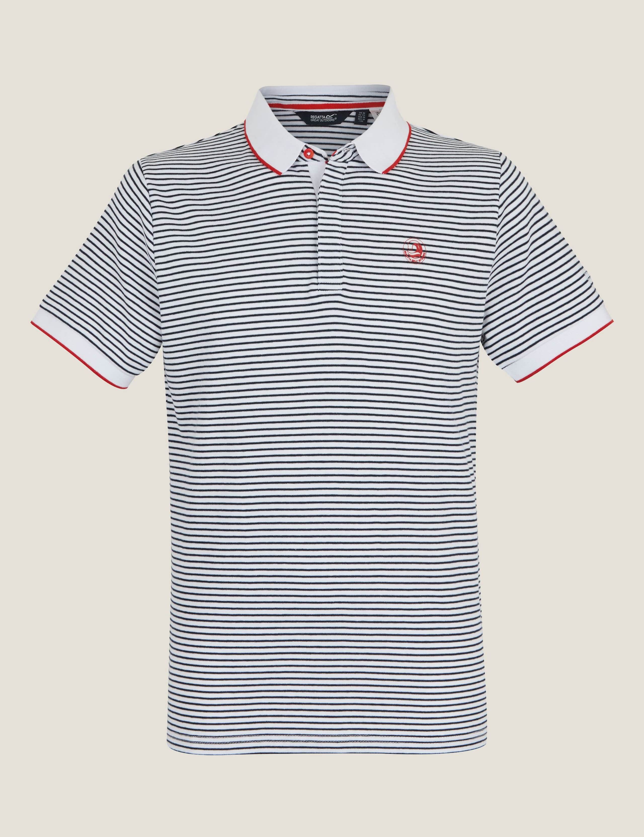 Tiver Pure Cotton Striped Tipped Polo Shirt 2 of 5