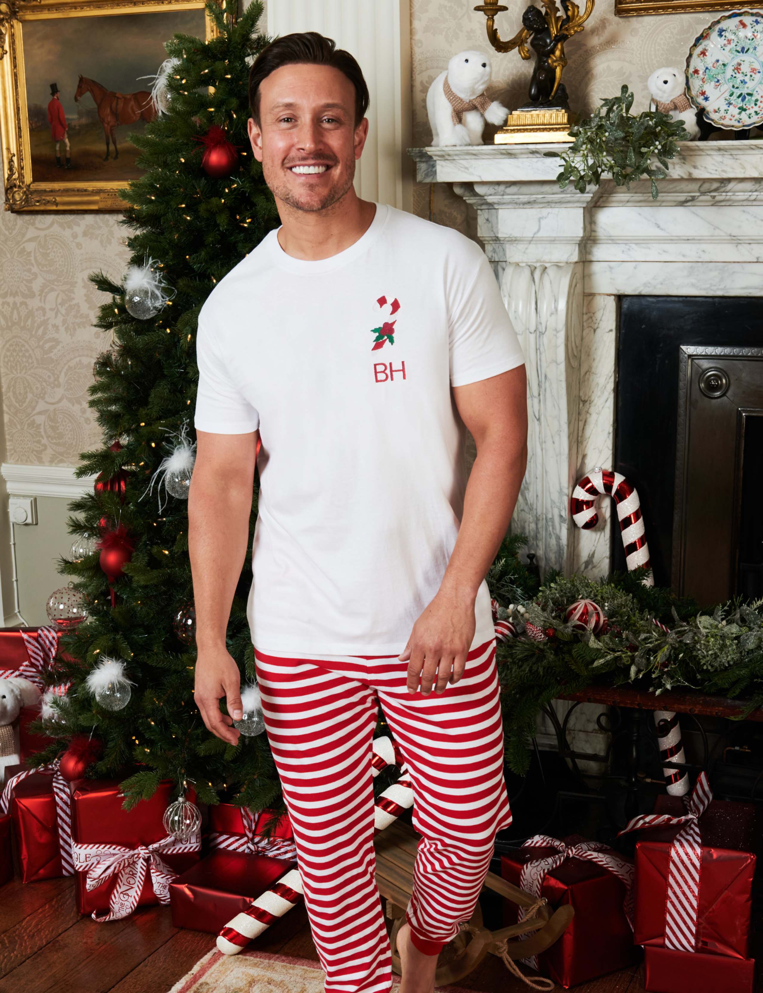 Personalised Men's Candy Cane Pyjamas 3 of 6