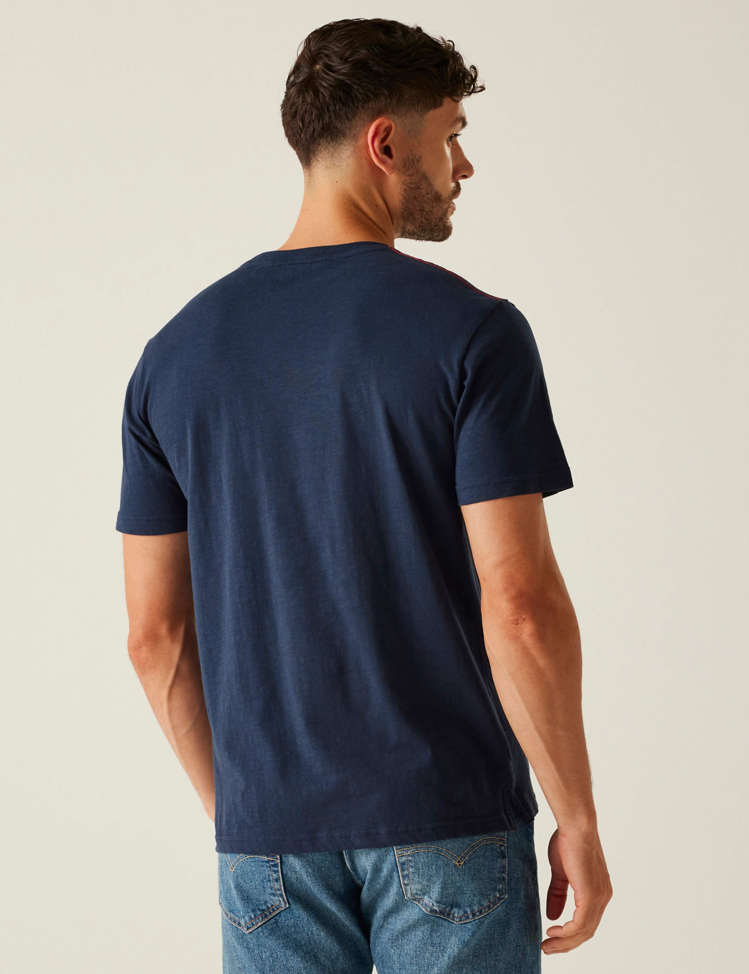 Ravia Pure Cotton Chest Stripe T-Shirt 3 of 7
