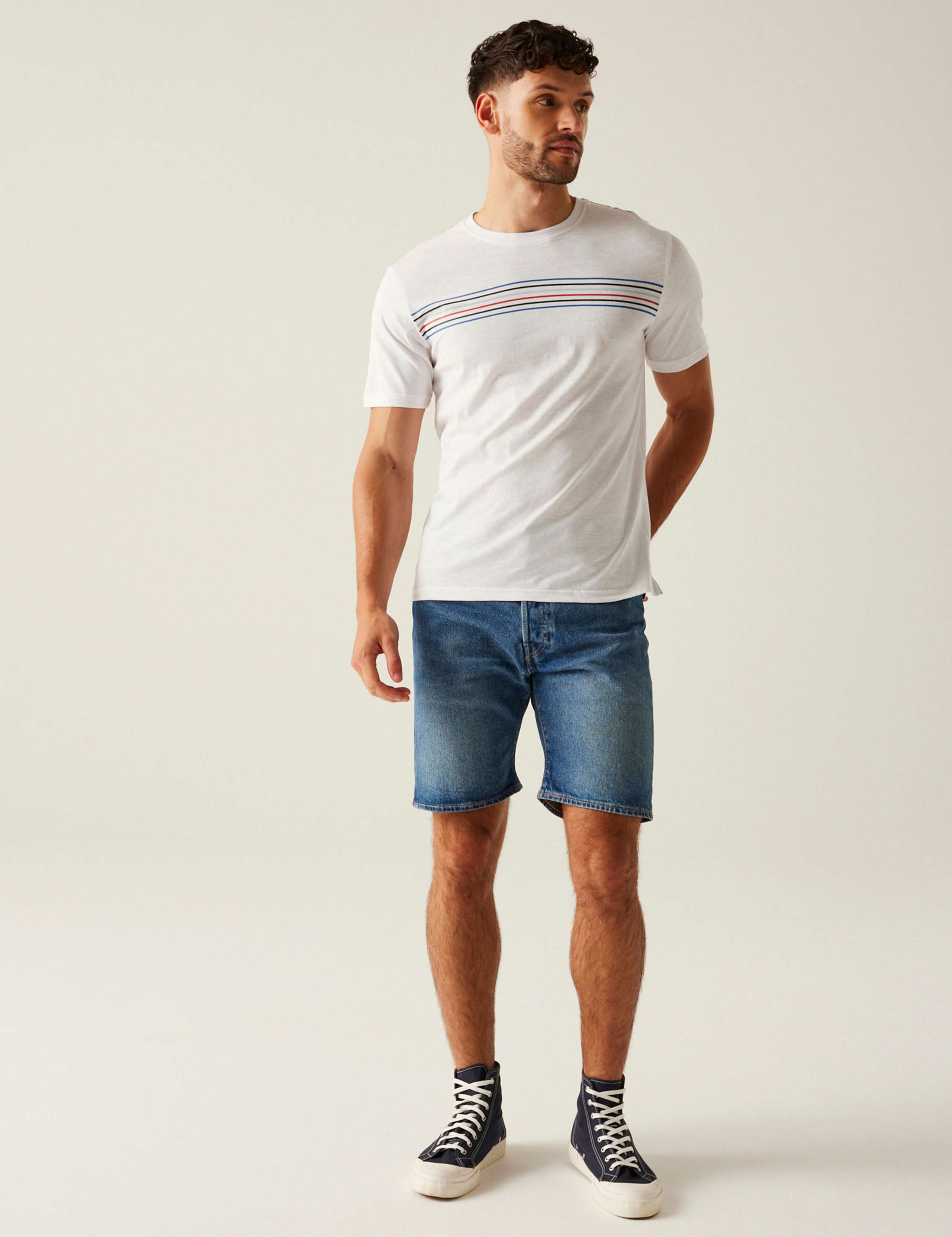 Ravia Pure Cotton Chest Stripe T-Shirt 5 of 7