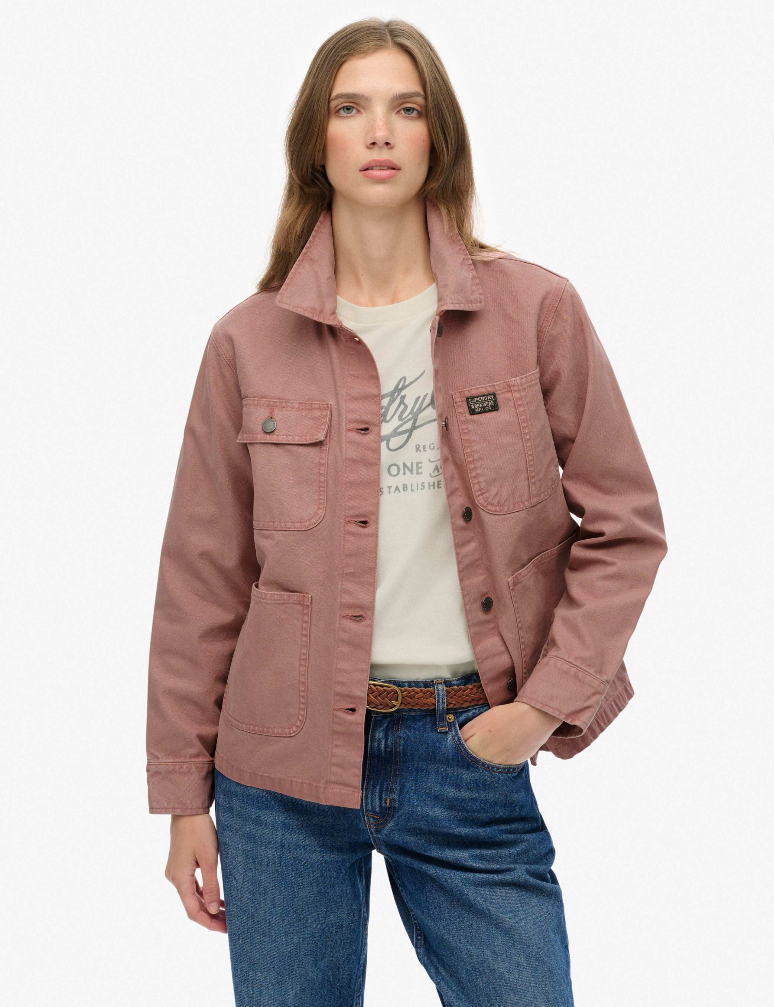 Pure Cotton Collared Relaxed Utility Jacket 1 of 7